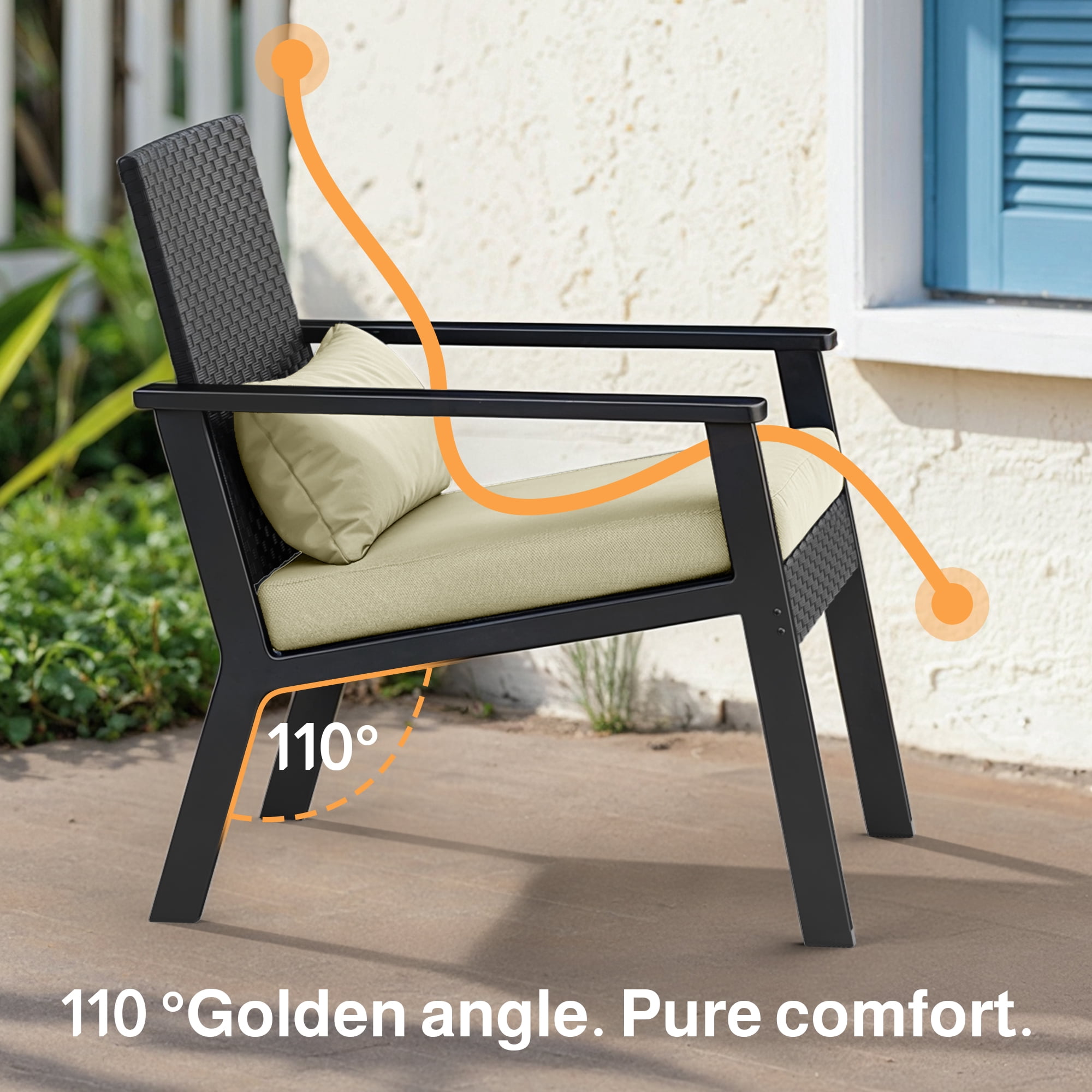 Aiho 3-Piece Outdoor Wicker Patio Furniture Set with Glass Table (Gray, 30 in Depth) n51q5