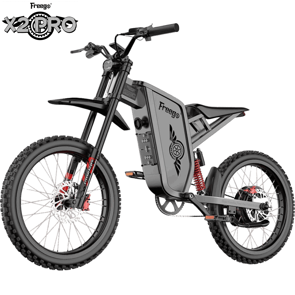 FreeGo X2 Pro Electric Dirt Bike (6000W Motor, 60V 30Ah Battery, 50 MPH, 80 Mile Range) phbmm