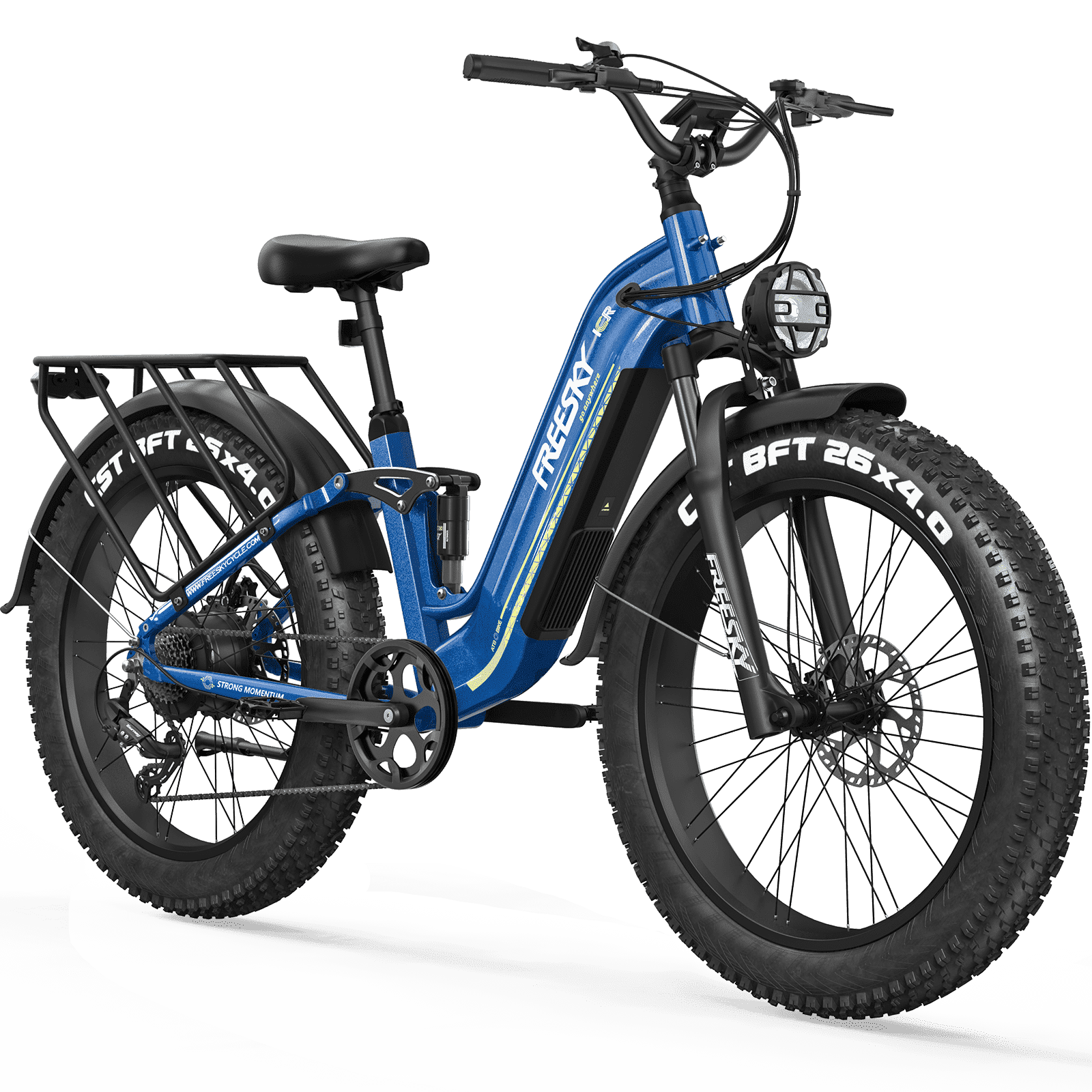 FREESKY Electric Bike for Adults 3000W Motor 105-Mile Range Step-Thru E-Bike (Blue, 26 in Fat Tire) ctz14