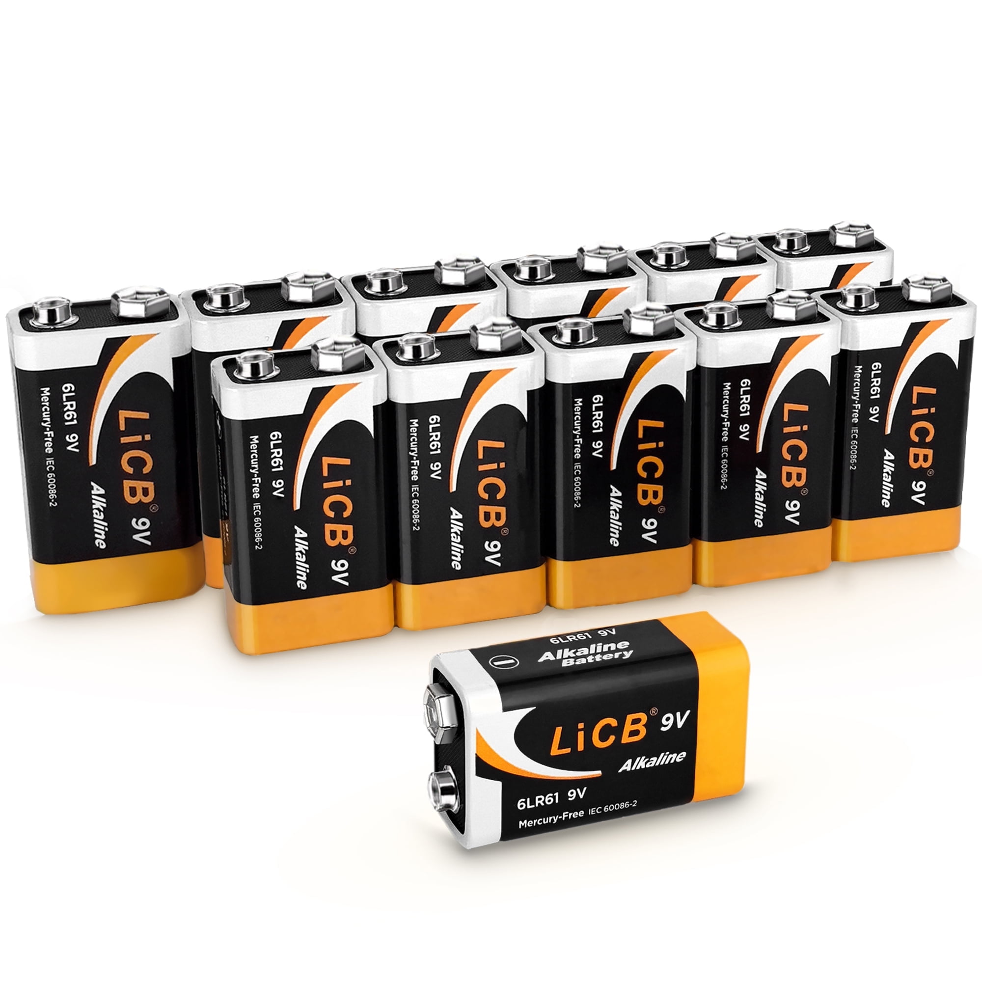 LiCB 9V Alkaline Batteries, Long-Lasting Power for Household Devices (12-Pack) 44wl7