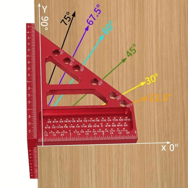 MAOKA Woodworking Square Protractor 3D Multi-Angle Measuring Ruler (Blue, 7.09 in x 7.87 in x 1.18 in) 31suu