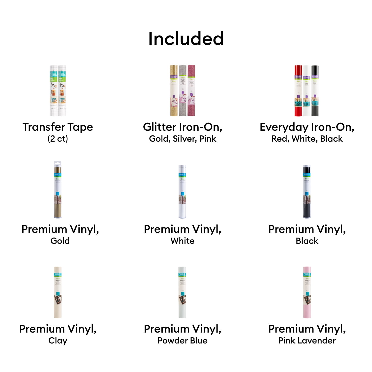 Cricut Iron-On and Vinyl Crafting Bundle with Transfer Tape (12 ct) n37yz - Image 2