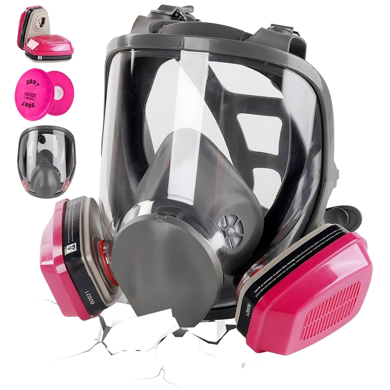 WAKYFLX Full Face Respirator Mask with Filters, Reusable Safety Gas Mask for Painting, Welding, and Chemical Protection (One Size) 0eqwd