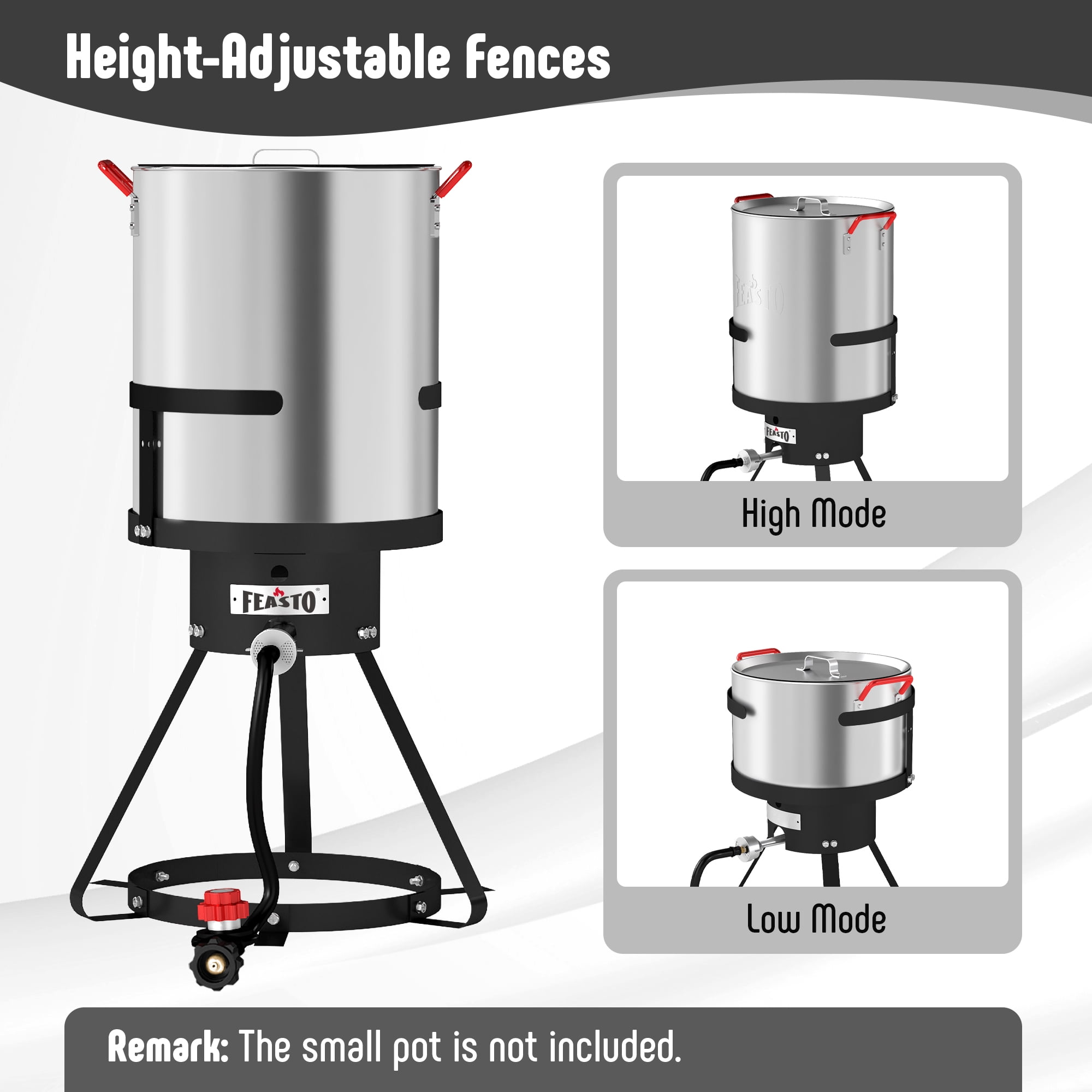 Feasto Outdoor Turkey Fryer and Fish Fryer Set, Propane Boiling Pot with 50000 BTU Burner (Silver, 30 qt) erqjq