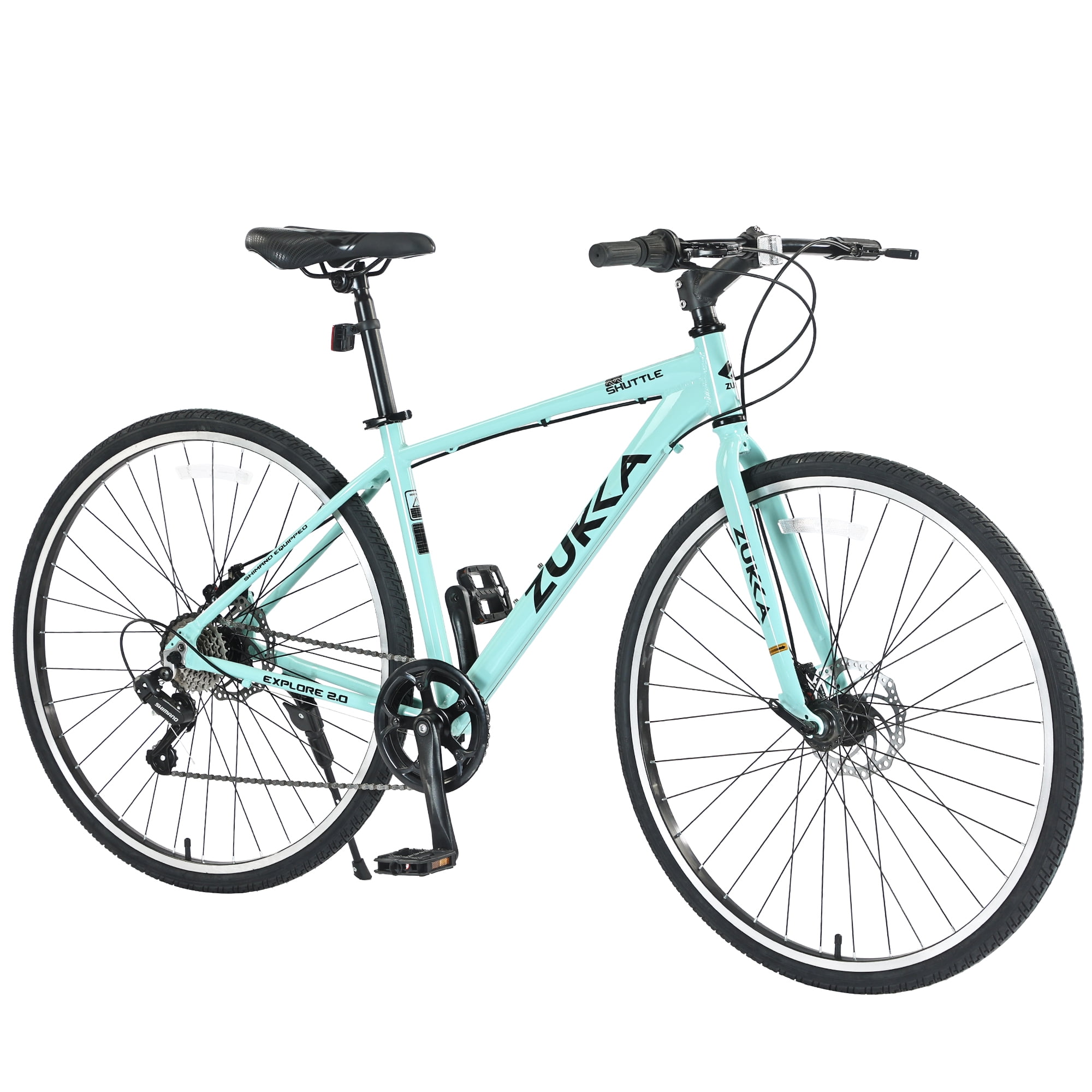 Baprem 700C Hybrid Bike, 7-Speed Disc Brake City Road Bicycle for Adults (Green, 5'3"-5'8") mpsfh