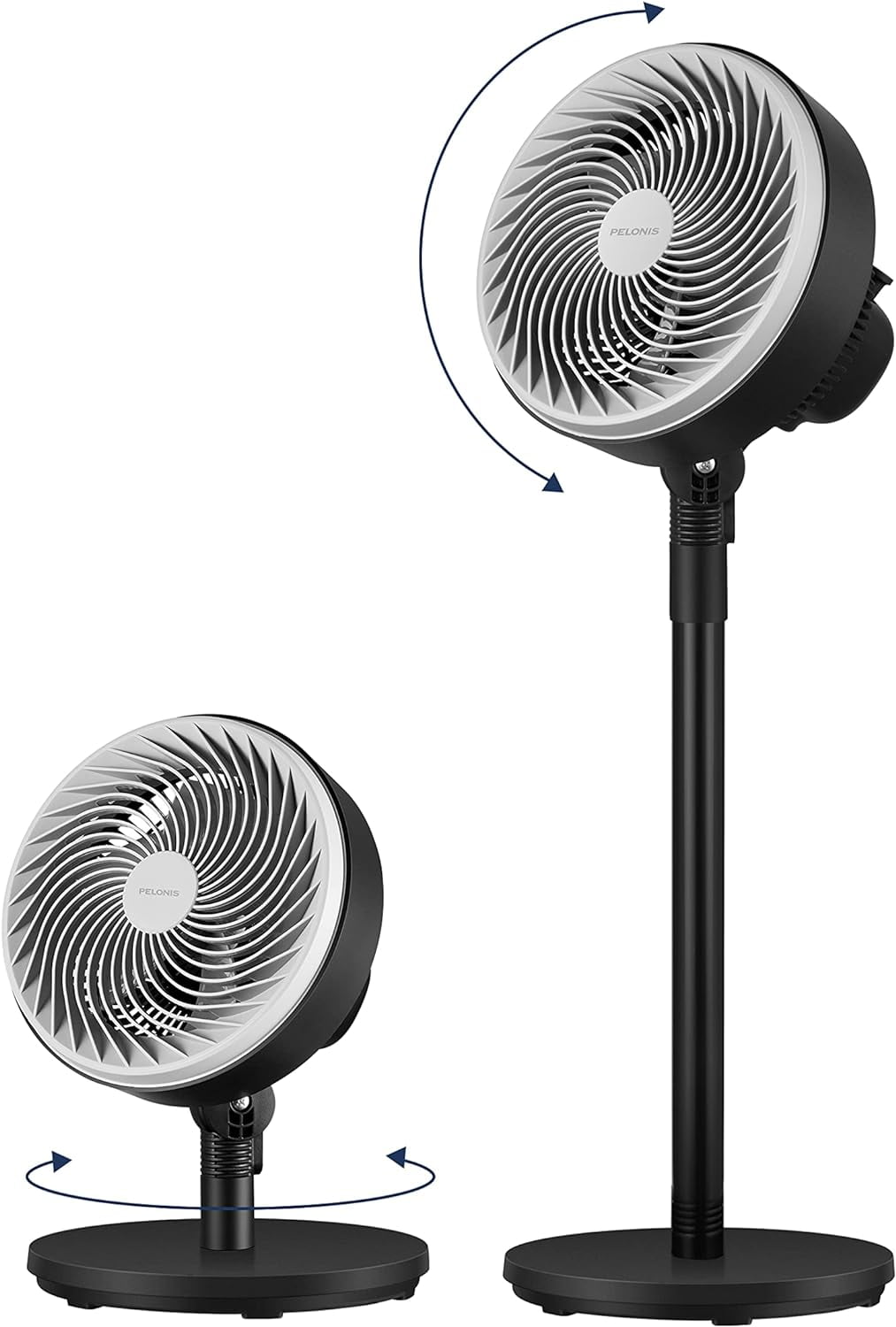Pelonis 2-In-1 Pedestal and Table Fan, 3-Speed Quiet Air Circulator with Adjustable Tilt (Black, 14-33 in) sbikv