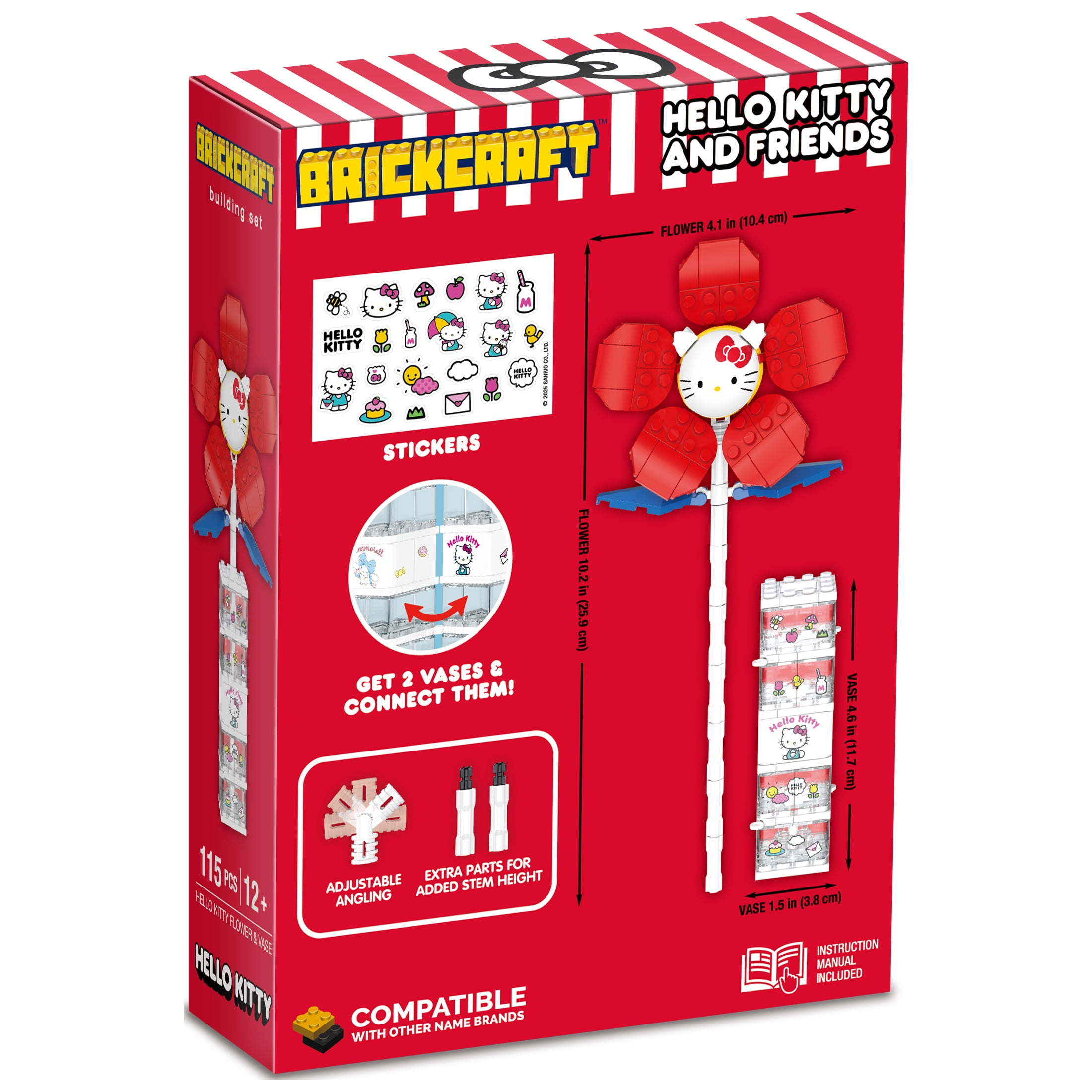 Brickcraft Hello Kitty Flower & Vase Building Kit (Decorative Floral Bouquet Set, 115 Pieces) tn9hd