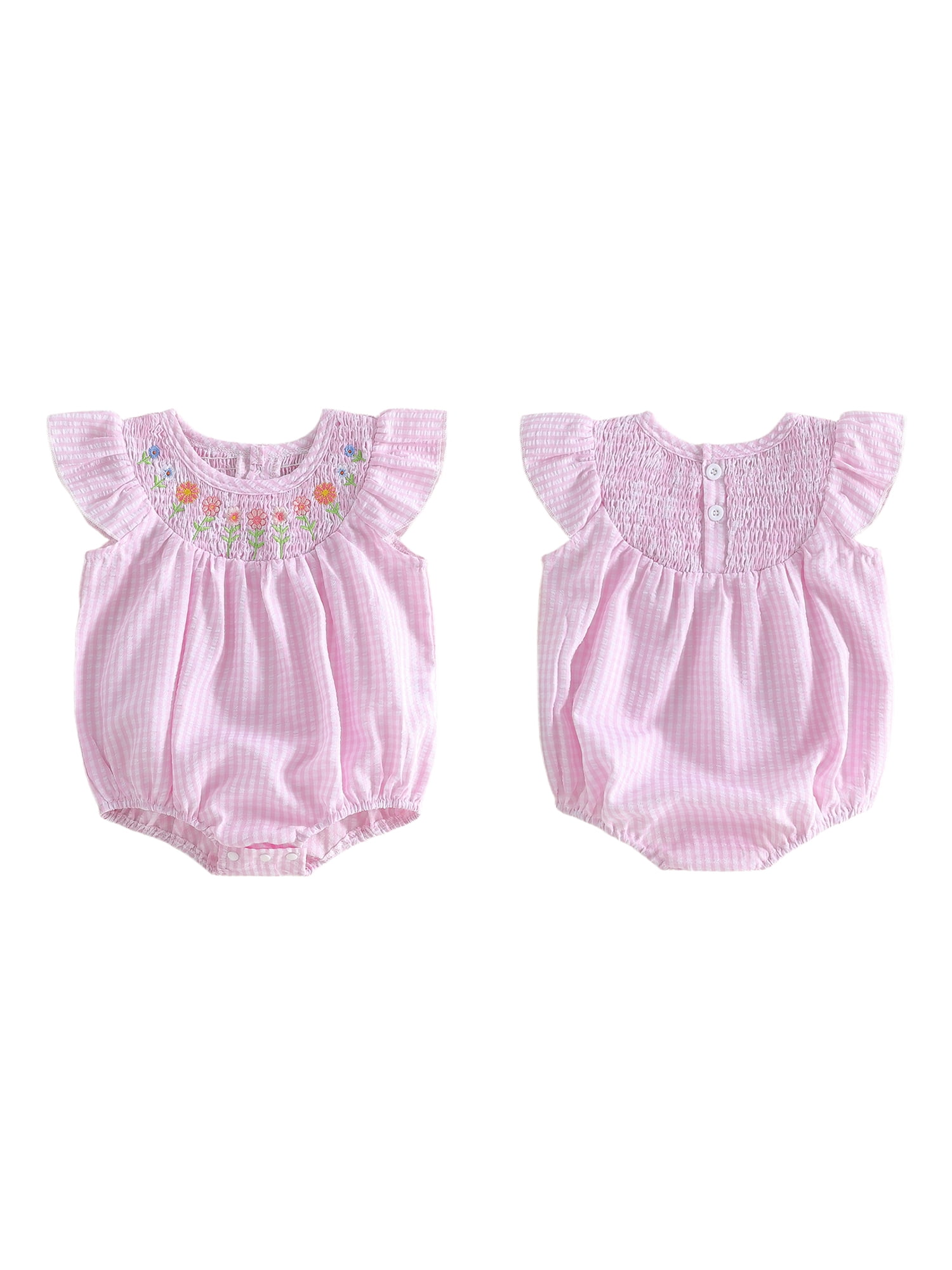 BemeyourBBs Newborn Baby Girls Summer Bubble Romper (Pink, 0-3 Months) 4zaet
