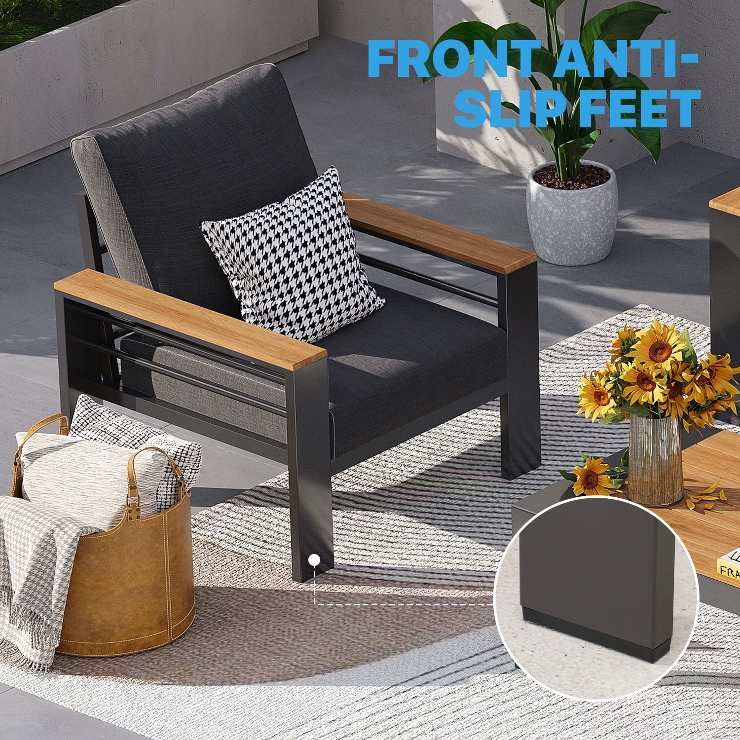 CLOUDDWELL 7-Piece Outdoor Patio Sectional Set with Coffee Table and Cushions (Gray, 7-Seat) odr39