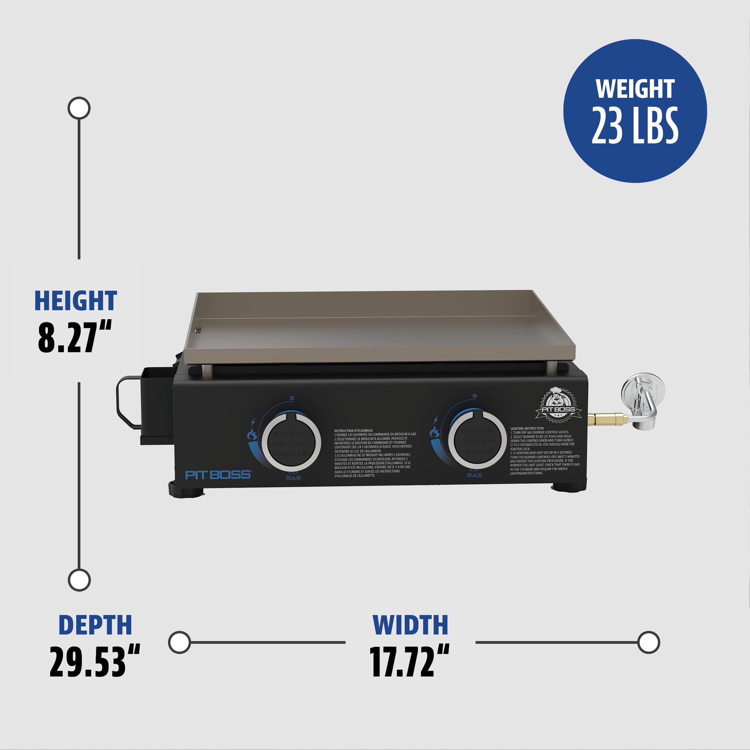 Pit Boss 2-Burner Tabletop Propane Gas Griddle with Cover (Black, 265 sq in) titcz
