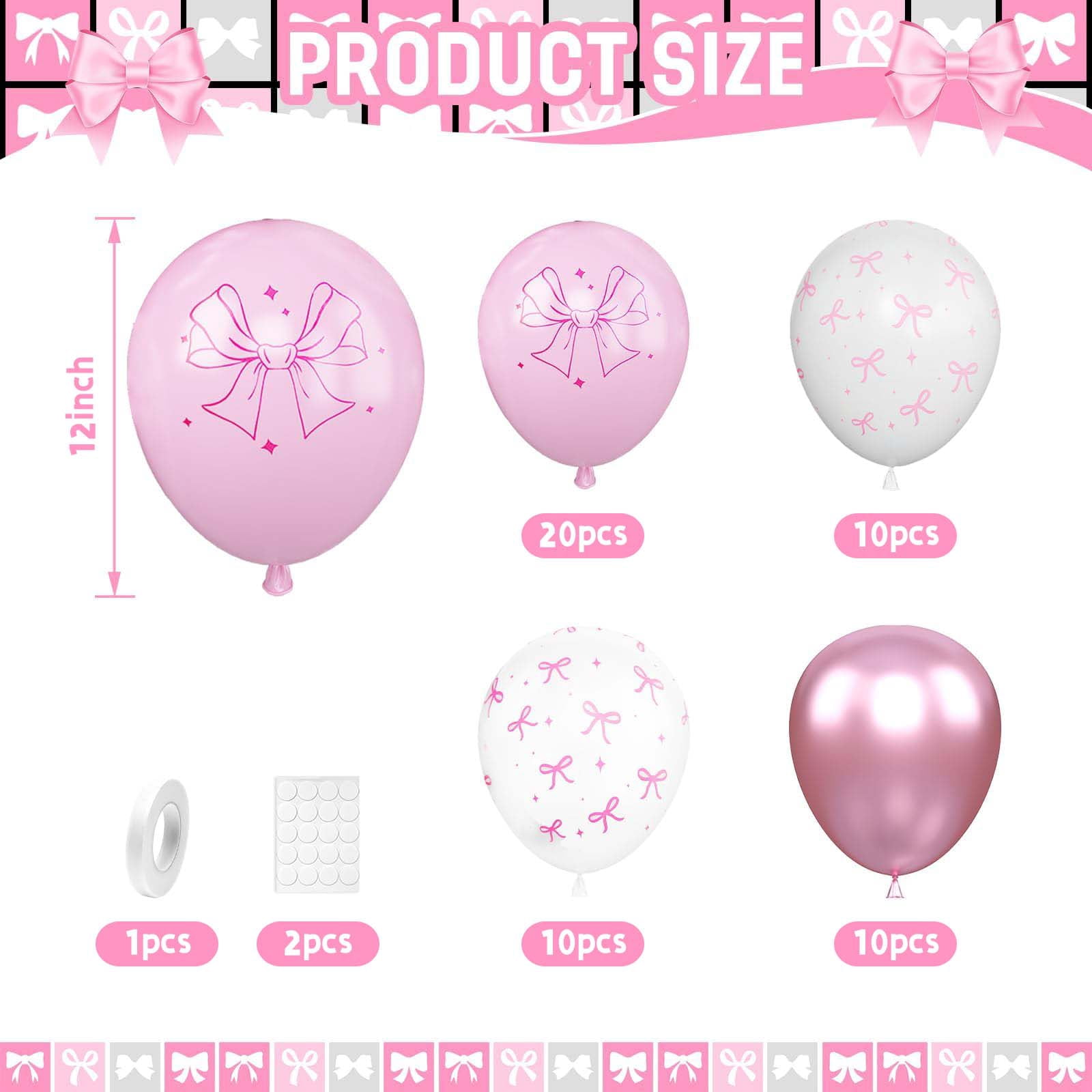 SMF Pink Bow Balloons Party Decoration Set (Light Pink, 50 Pcs, 12 in) b8le9