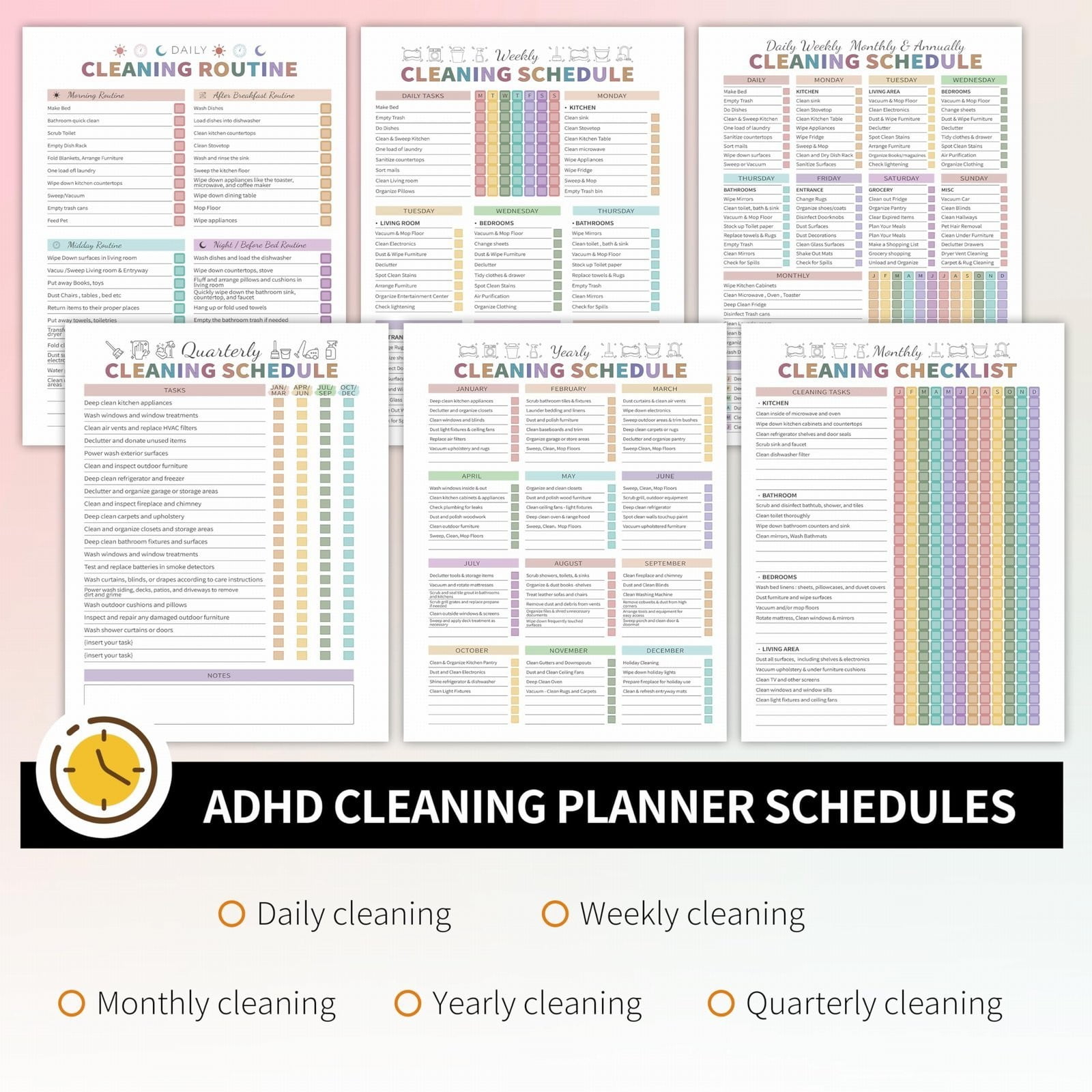 JUTIGUOJI 2026 Cleaning Planner and Household Chore Checklist Notebook (Black, 8.5 in x 11 in) z3ta2
