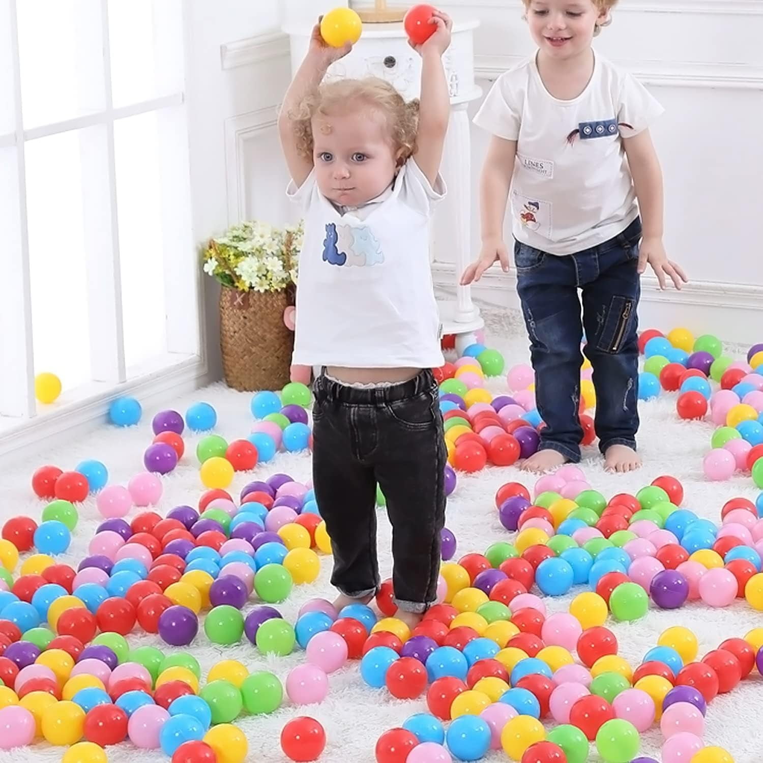 Supbessel Soft Plastic Ball Pit Balls for Kids and Pets (Multi-Color, 200 Count, 2.2 in) vx877