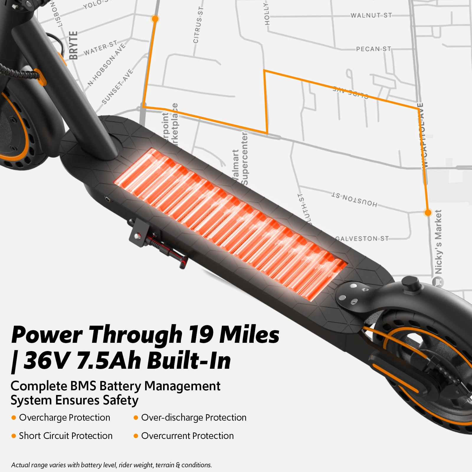 OSBOO Electric Scooter for Adults, 550W Motor Foldable Commuter with App Control and Side Lights (Black) fqvha
