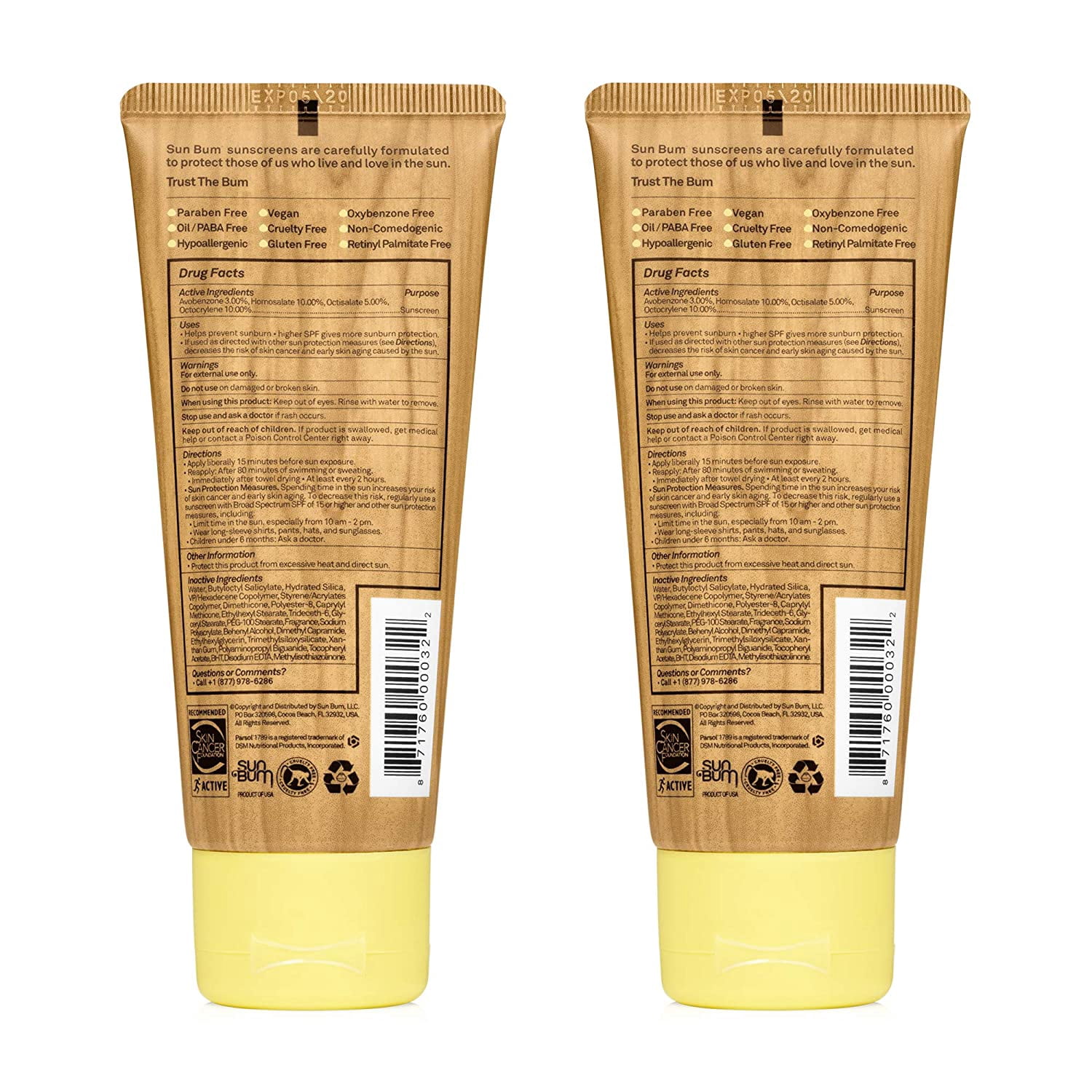 Sun Bum Original SPF 50 Sunscreen Lotion Broad Spectrum UVA/UVB Protection (Clear, 6 oz, 2 Pack) nz06c