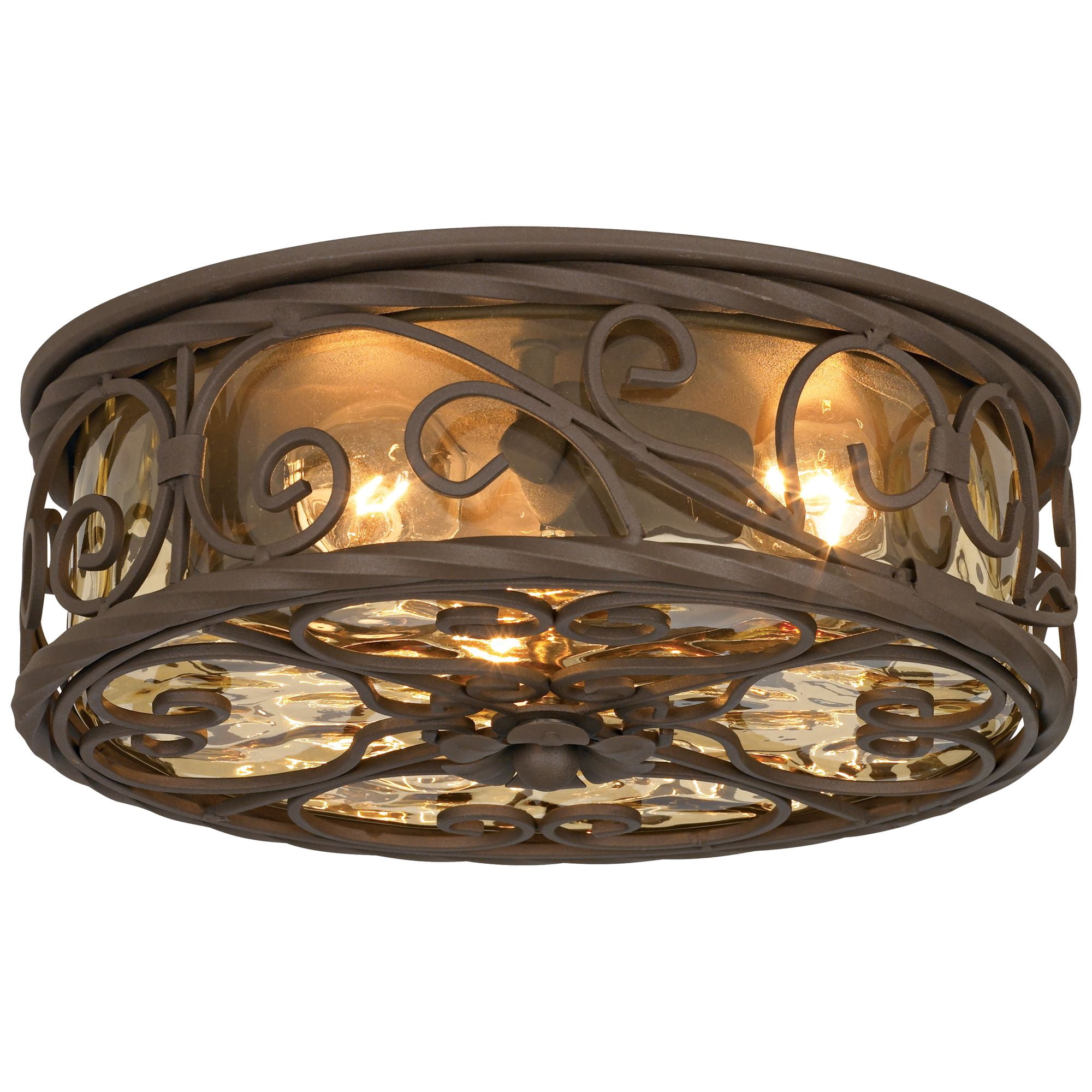 John Timberland Casa Seville Rustic Farmhouse Flush Mount Outdoor Ceiling Light Fixture (Dark Walnut, 12 in Wide) 43byl