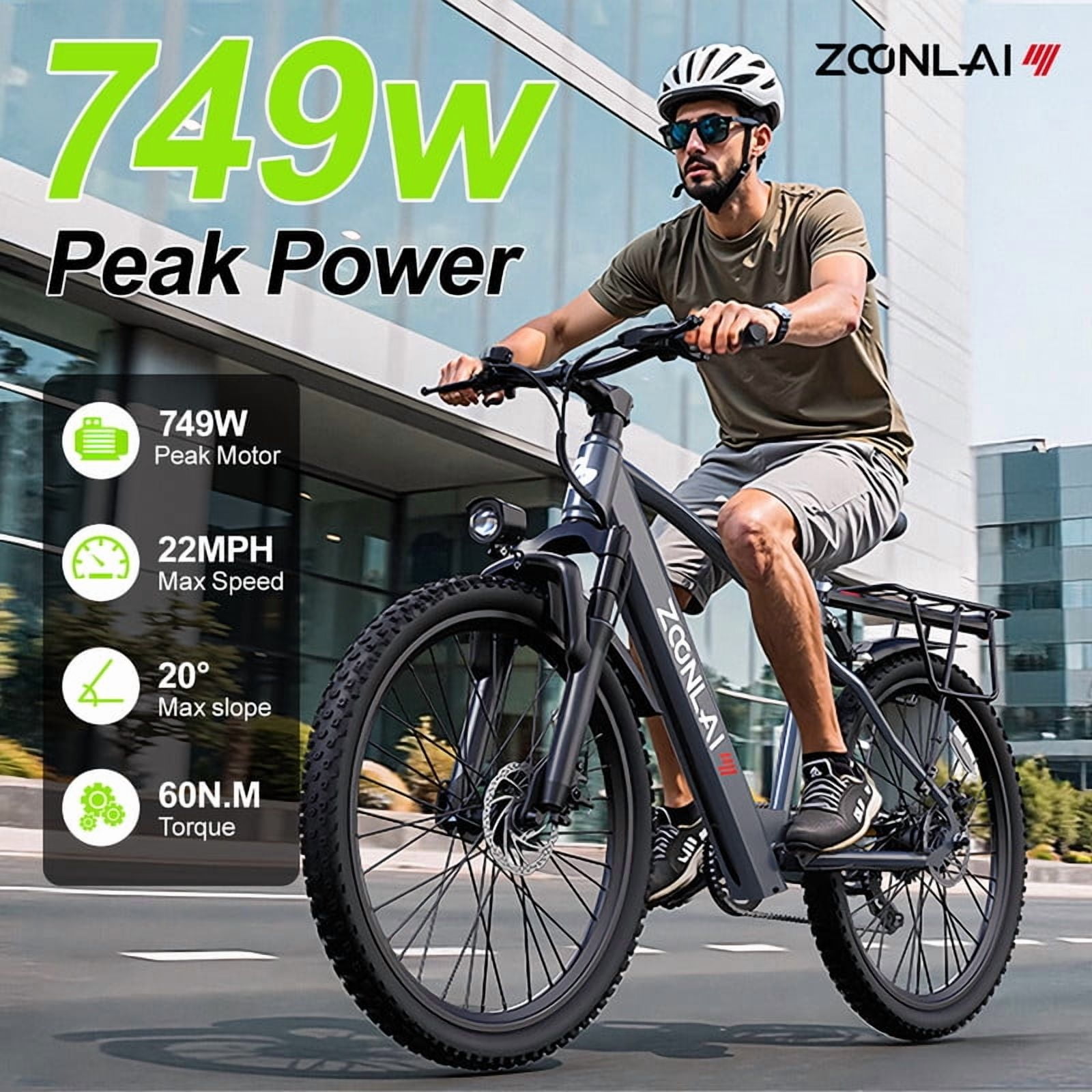 Z00NLAI Electric Bike for Adults, 749W Motor 7-Speed City Commuter E-Bike (26 in) aqnnf