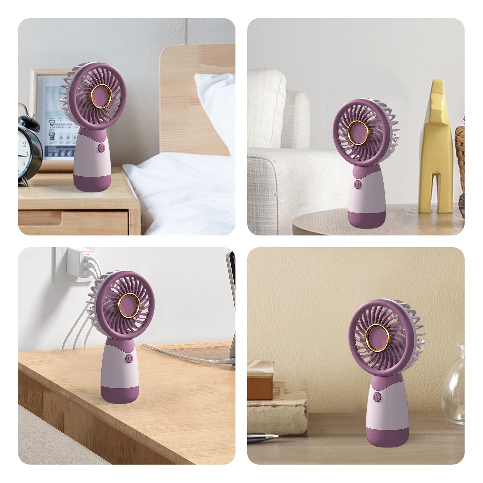 Fnochy Handheld Portable Mini Fan USB Rechargeable Desktop Cooling Fan (Gray, 6.0 in) 5miz3