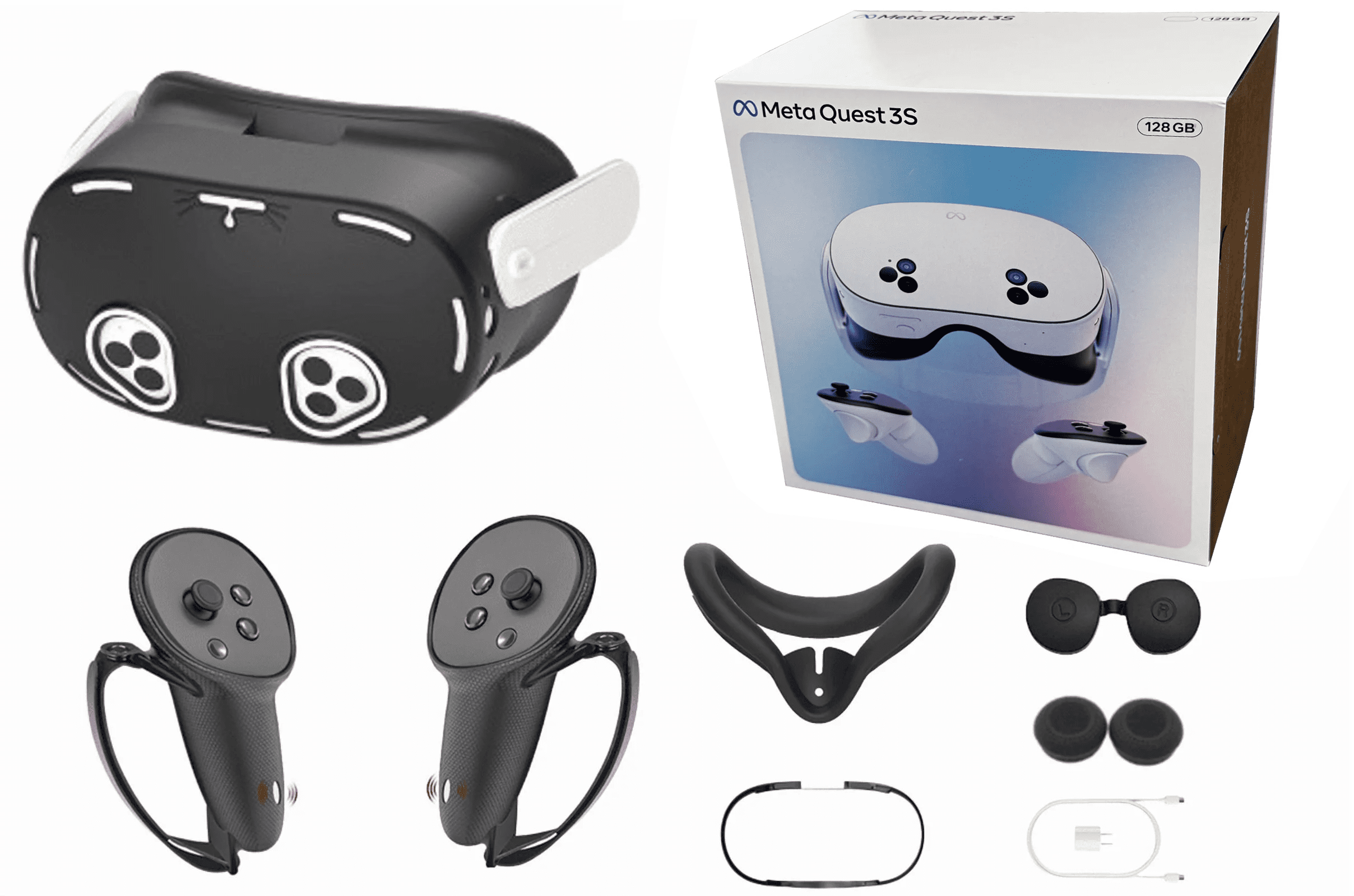 Meta Quest 3S All-In-One VR Headset with Touch Controllers and Accessory Bundle (128GB) c449h