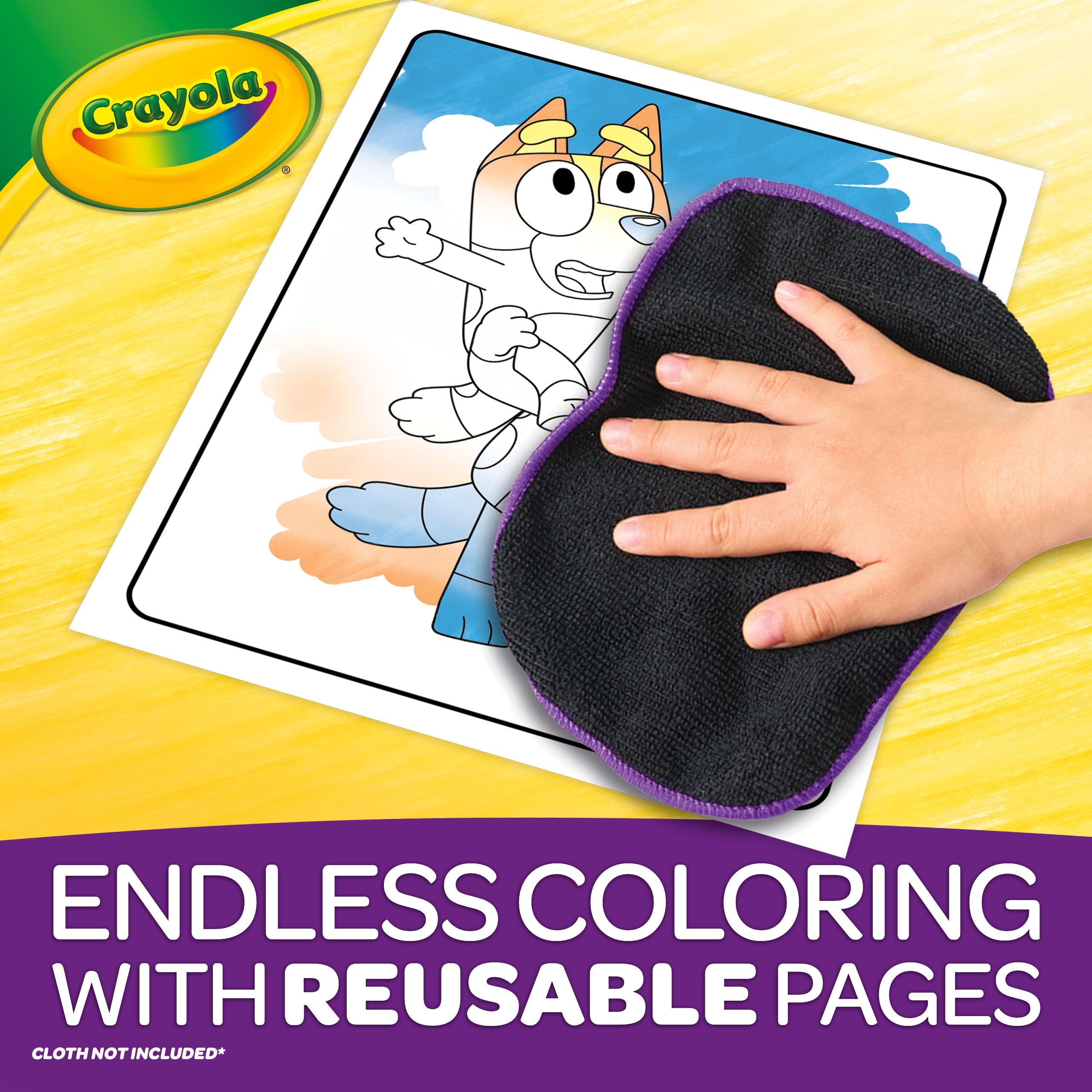 Crayola Bluey Color and Erase Reusable Activity Pad (Multicolor, 8 Pages with 3 Washable Markers) p5yzz