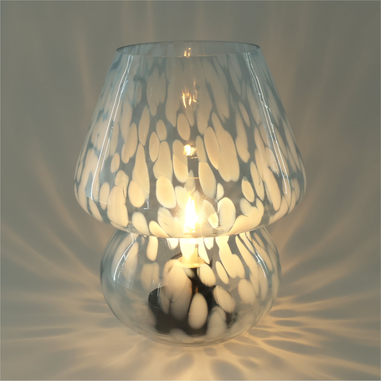 Urban Shop Mushroom Table Lamp, Tortoise Glass Accent Light (Blue, 8 in) 7tahg