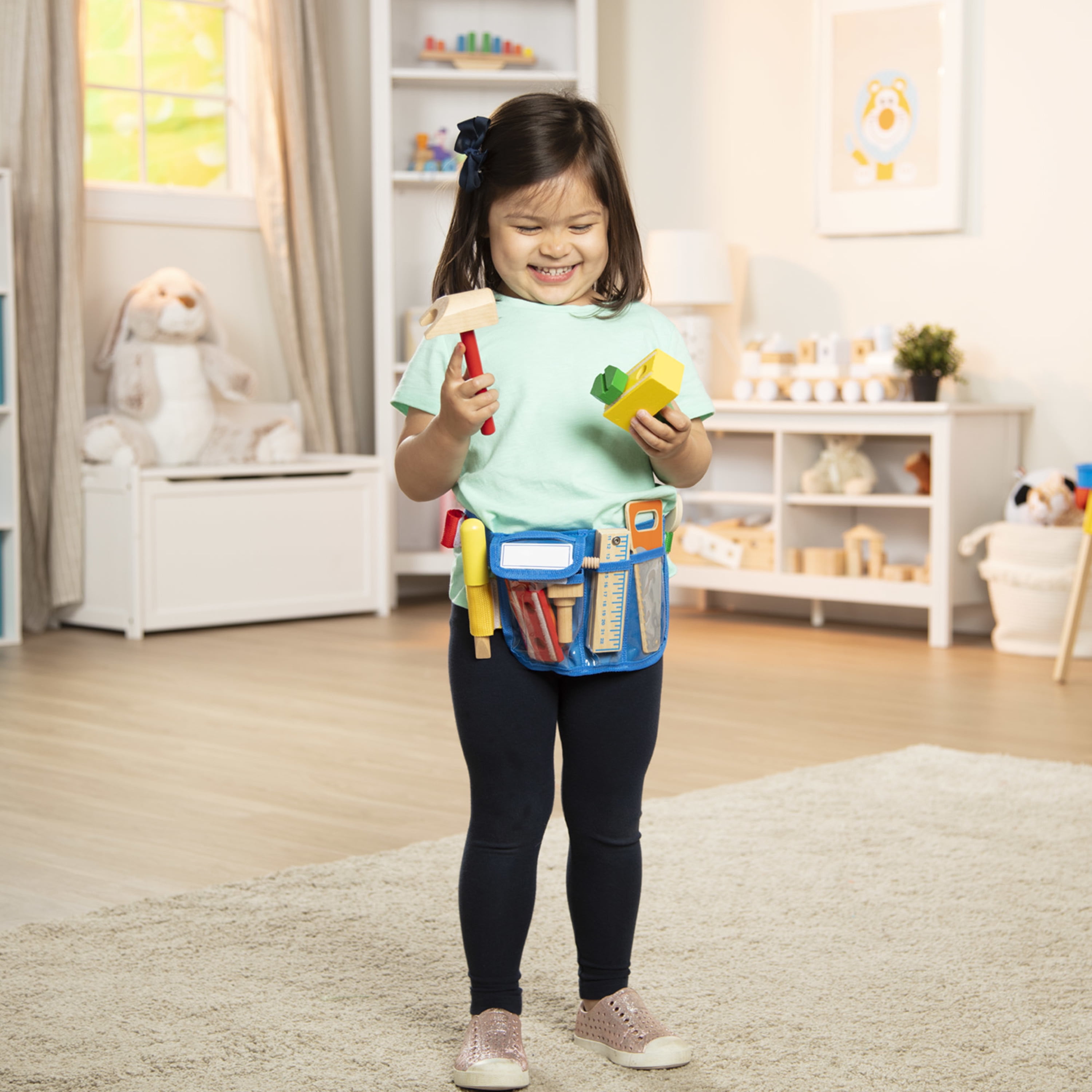 Melissa & Doug Deluxe Tool Belt Set with Wooden Construction Toys (14 Piece Set) y1twz