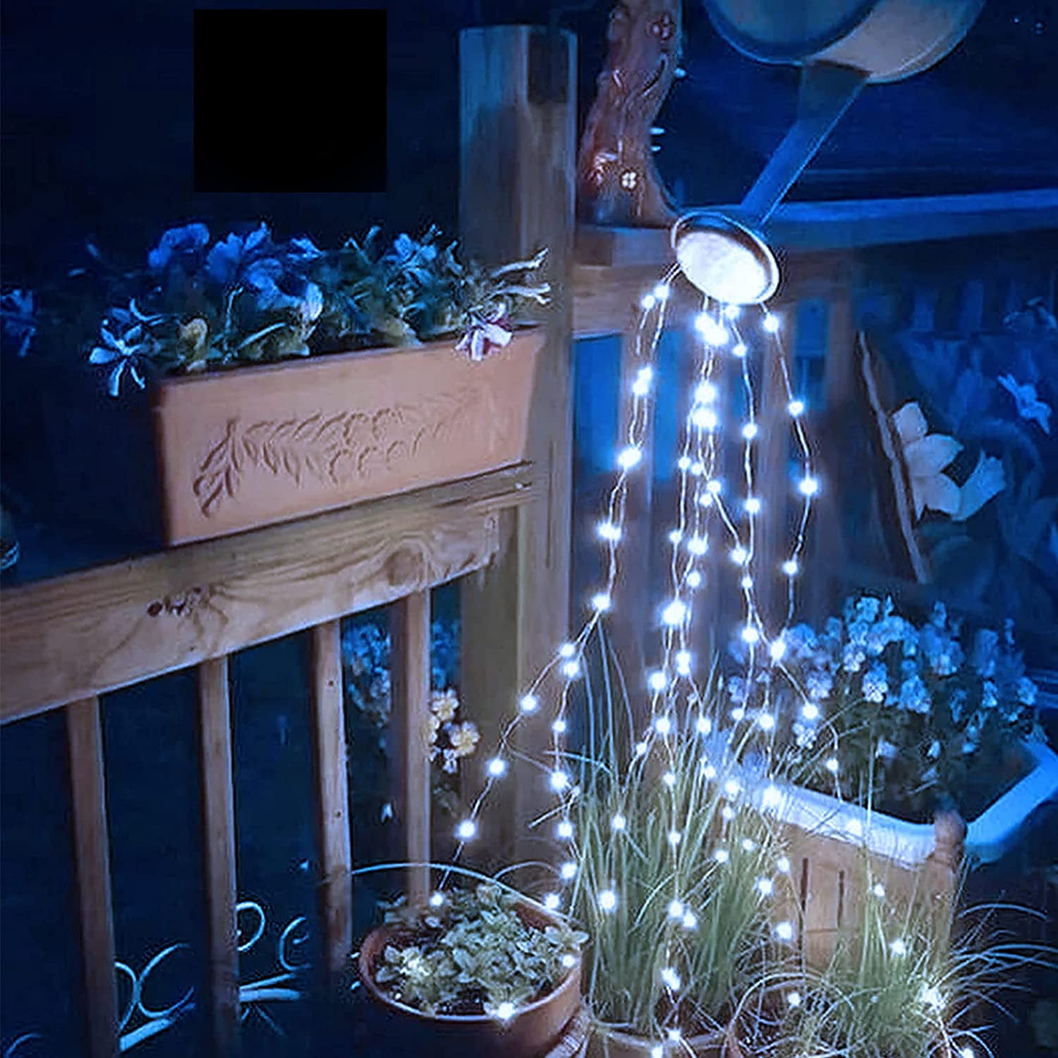 Rirool Solar String Lights (100 LED, 33 ft, 8 Modes, Waterproof) Outdoor Decorative Fairy Lights for Garden and Patio (White, 2 Pack) nnnpz