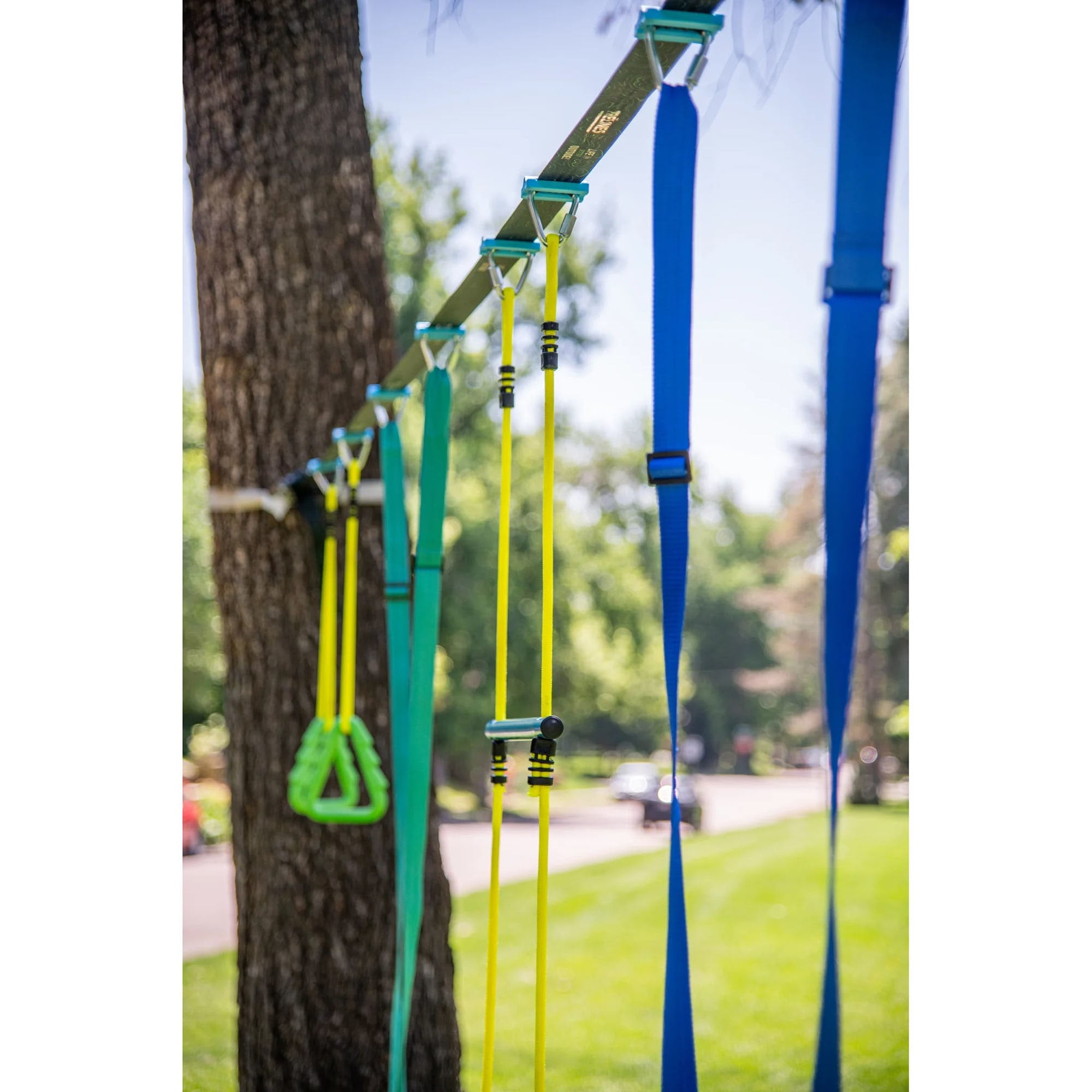 Trelines Swingset Gymnastics Kit with Gym Rings, Trapeze Bar, and 2 Adjustable Swings (36 ft) gv6jq