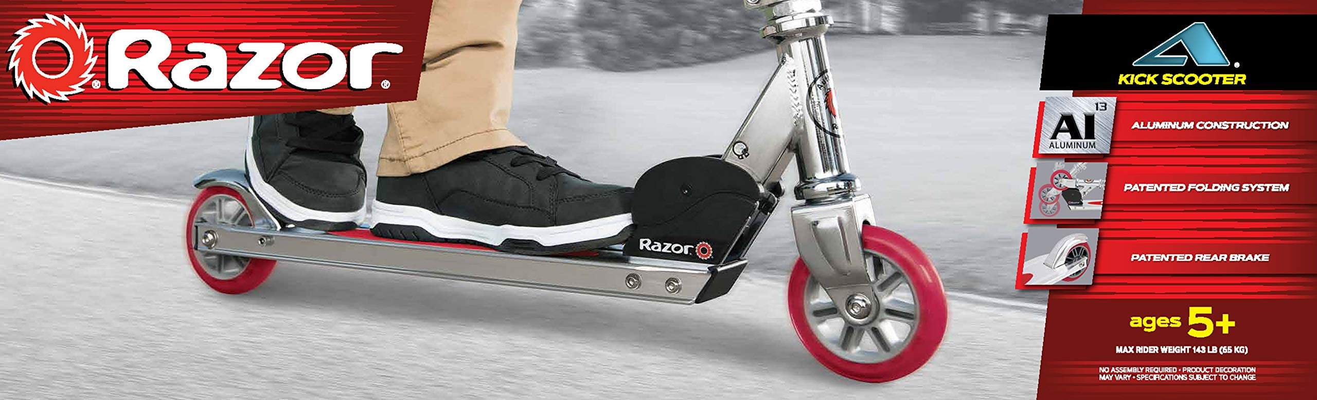 Razor A Kick Scooter Lightweight Foldable Design (Red, One Size) ze2q8