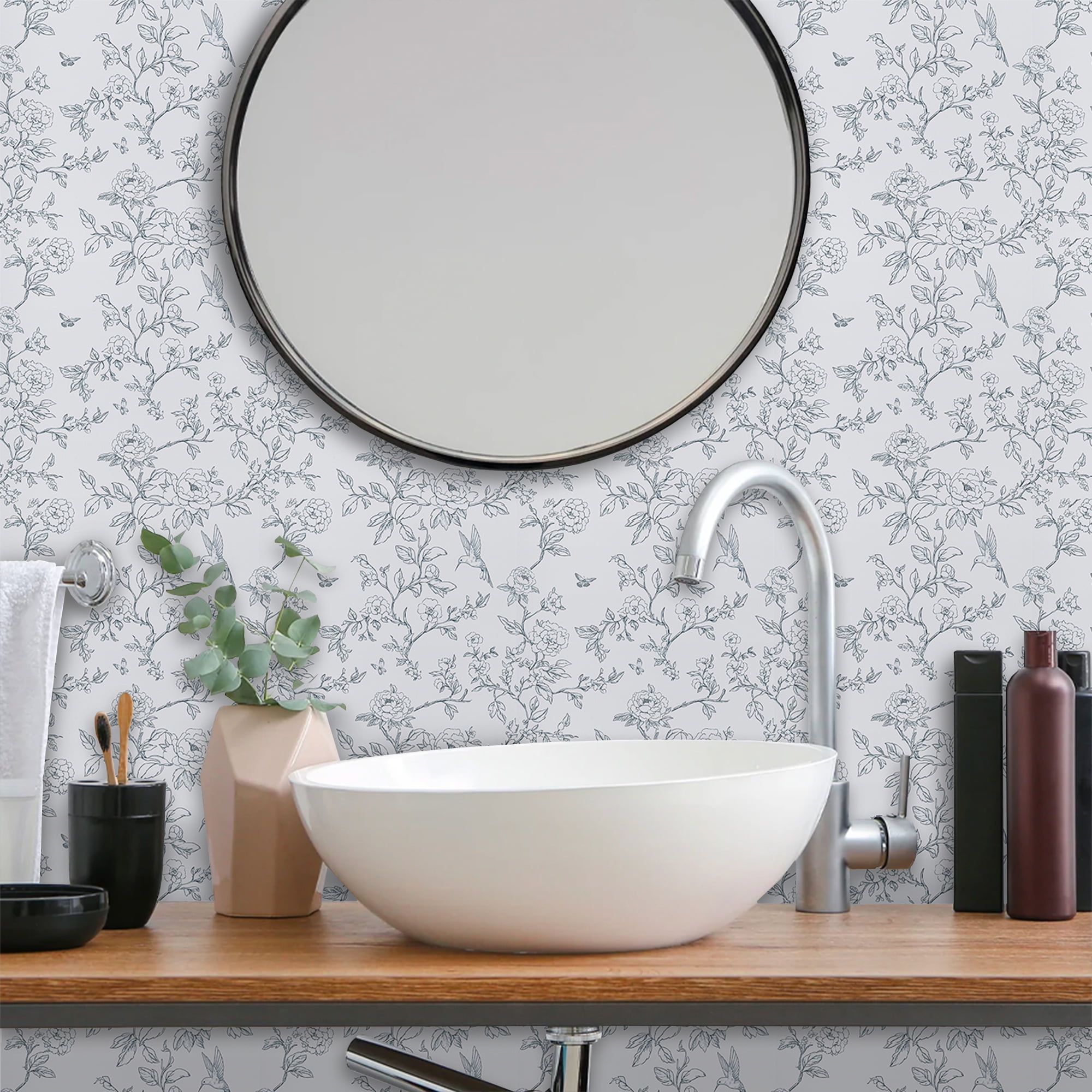 Abyssaly Floral Peel and Stick Wallpaper, Removable Self-Adhesive Vinyl Wall Decor (Off-White, 17.3 in x 118 in) 8m31o