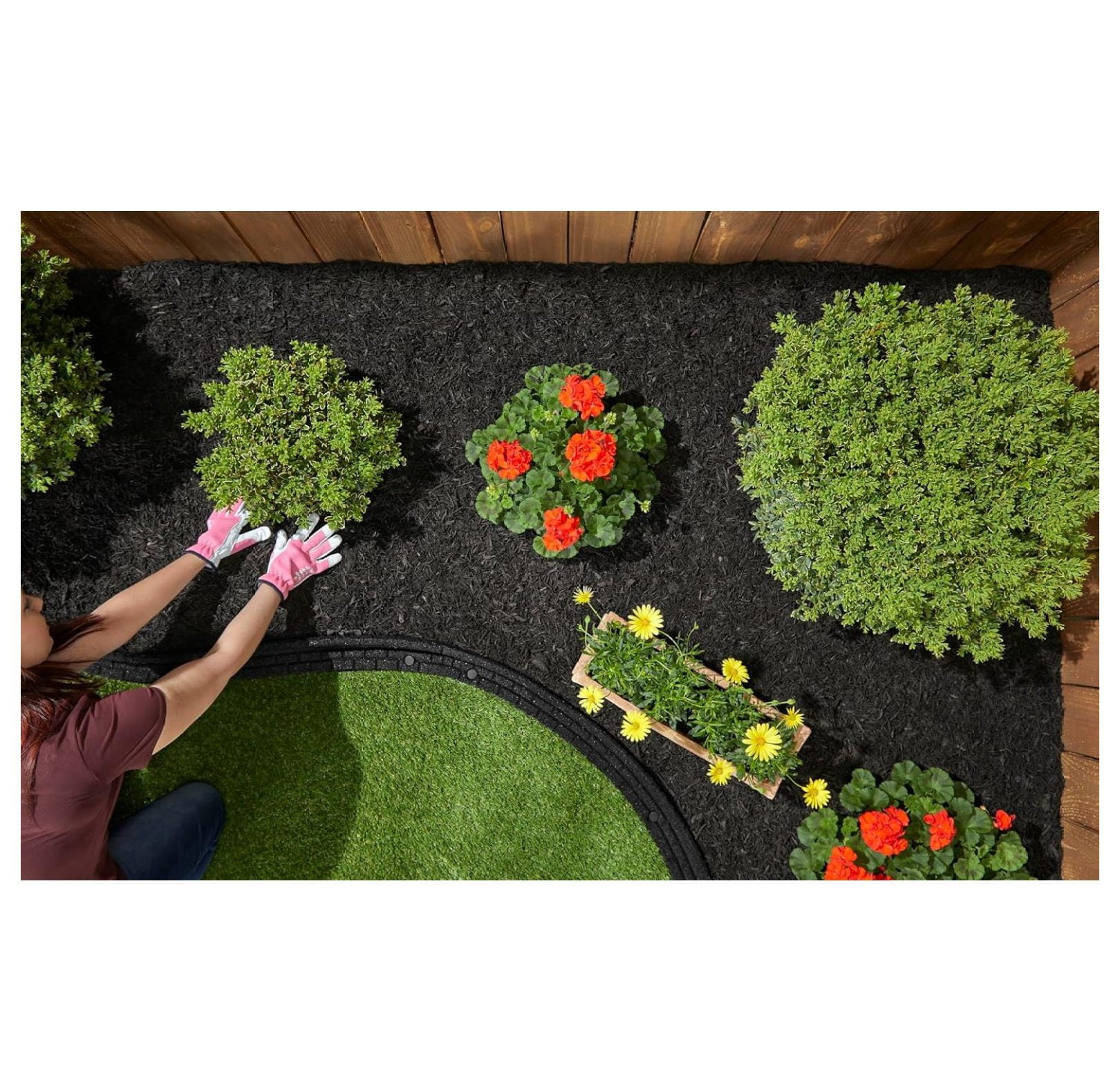 Exlonjet Premium Shredded Rubber Mulch for Landscaping and Playground Surfacing (Black, 27 lb) 44q6s