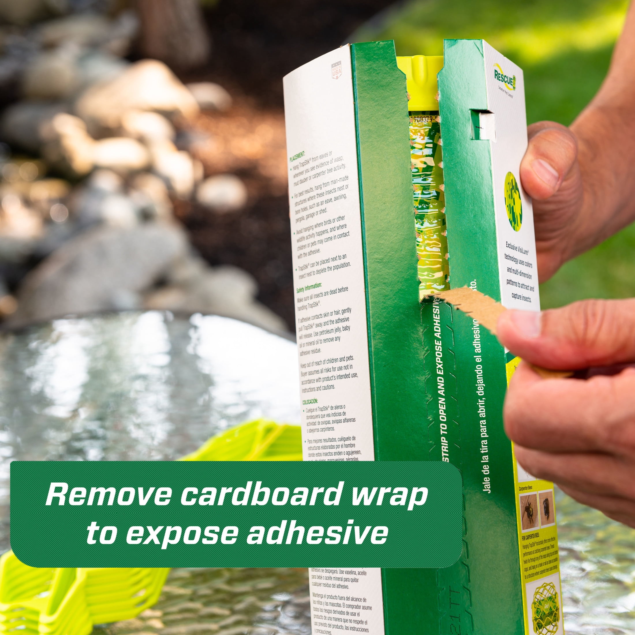 RESCUE! Outdoor Hanging TrapStik for Wasps, Mud Daubers, and Carpenter Bees (1 Pack) 3eueo