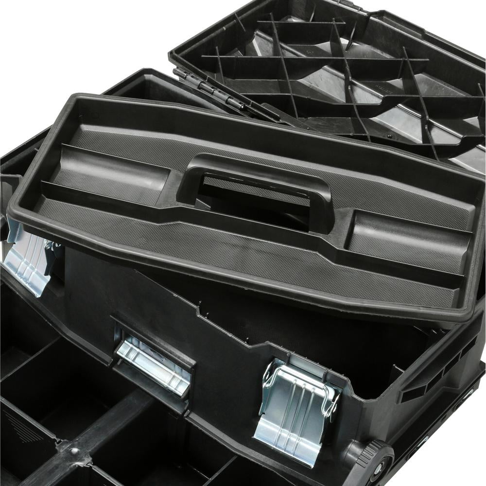 STANLEY FatMax 4-in-1 Mobile Work Station, Heavy-Duty Rolling Tool Box with Telescopic Handle (24.8 in. H x 16.2 in. W x 21.6 in. L) gegq5