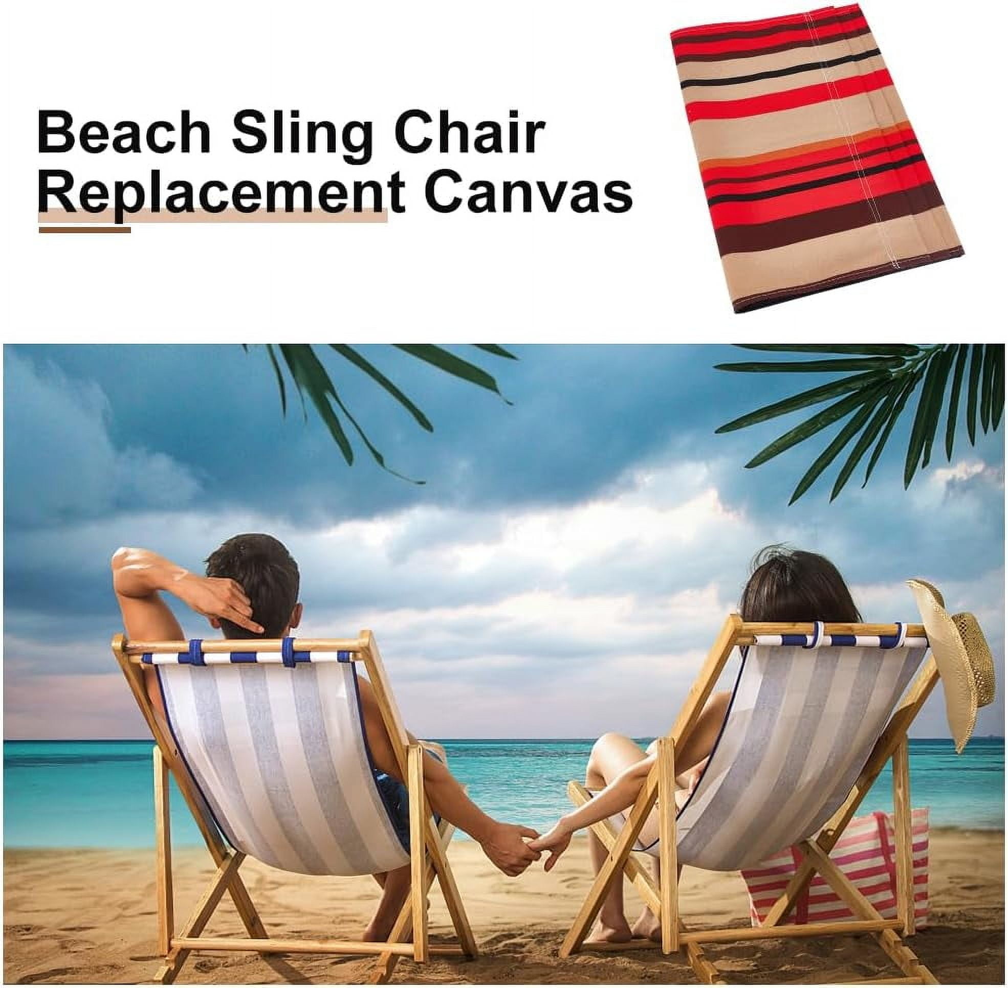 Generic Beach Sling Chair Replacement Fabric Canvas Cover (Red Stripe, 45.28 in x 16.93 in) 3pp1u