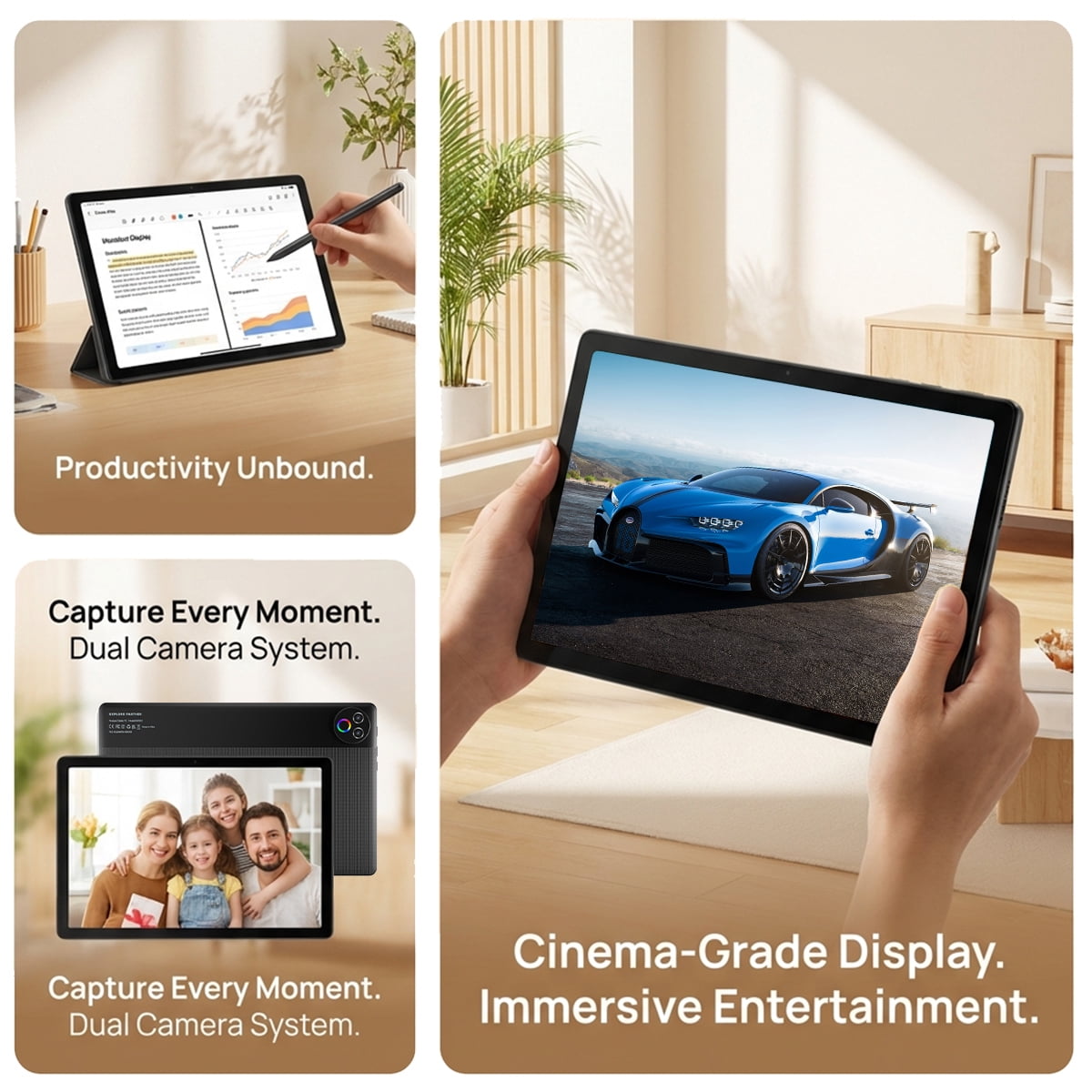 BESTSKI 10-Inch Android Tablet, High-Performance Octa-Core Processor, 16GB RAM 32GB ROM, 1TB Expandable Storage (Black, 10 in) xkoki