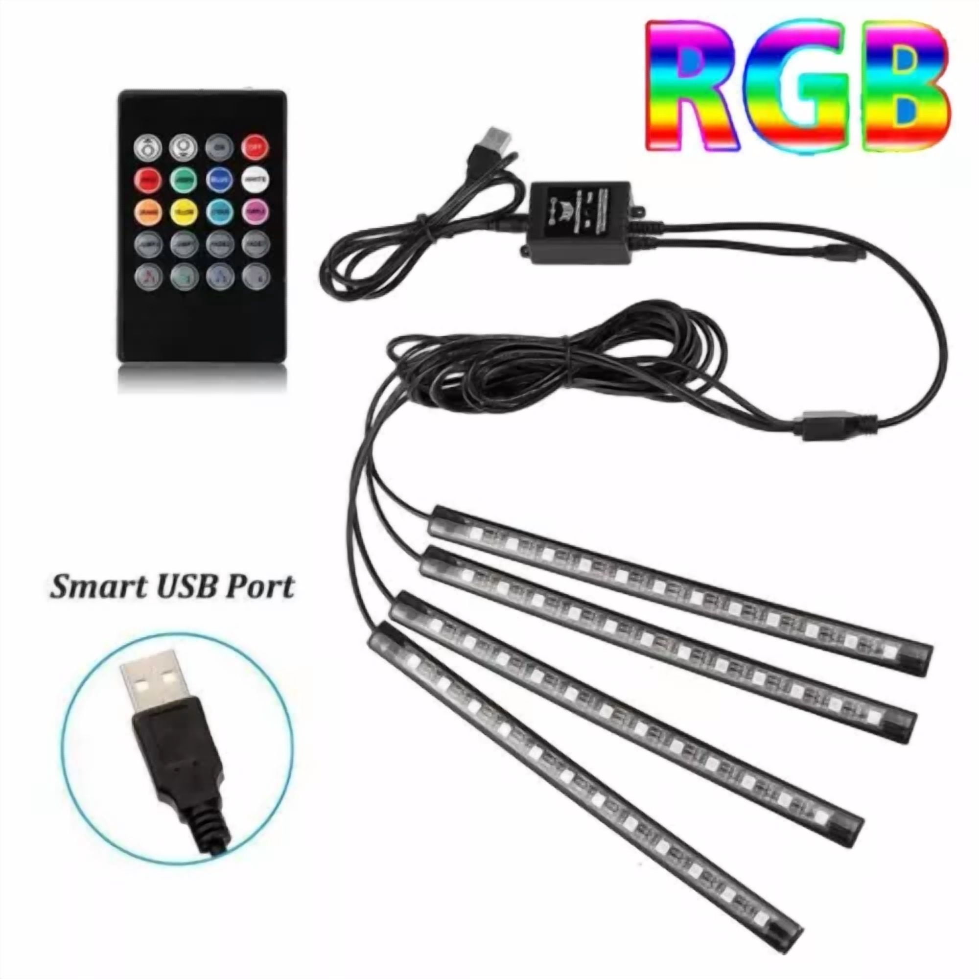 KLYNE 4-Piece Flexible 5050 RGB LED Strip Light Kit with Remote for Room Decor (4 Pack) sp839