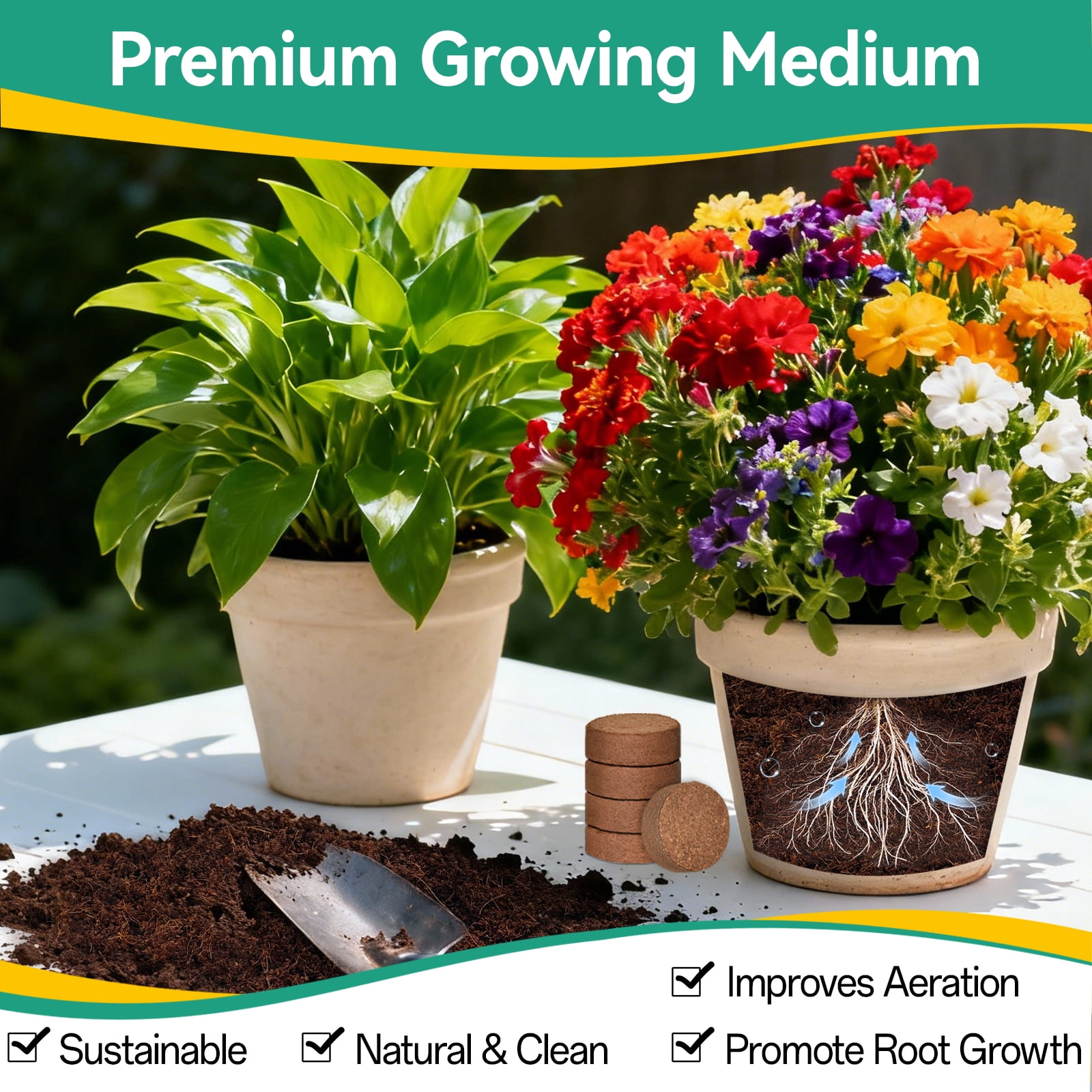 ZeeDix Compressed Coco Coir Fiber Potting Soil Pellets for Indoor and Outdoor Gardening (1.18 in, 100 Pack) ndbh1