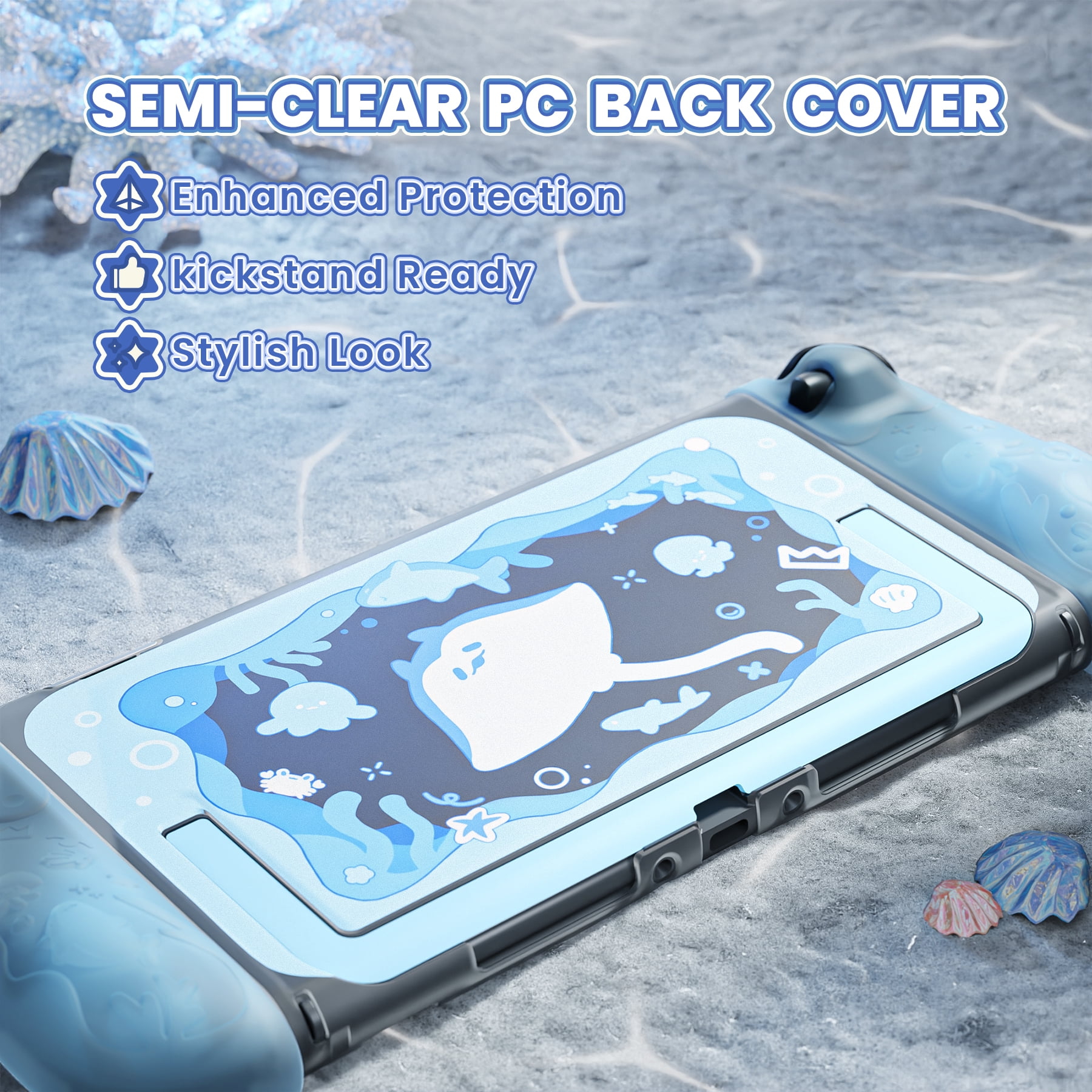 PlayVital Protective Case for Nintendo Switch 2 (Dockable Hard Shell, Silicone Grips, Joystick Caps, Mint Blue) 85s8a