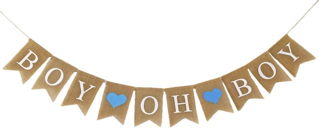 Shimmer Anna Shine Baby Boy Burlap Banner for Baby Shower and Gender Reveal Party (Blue, 7.5 ft) ym5oh