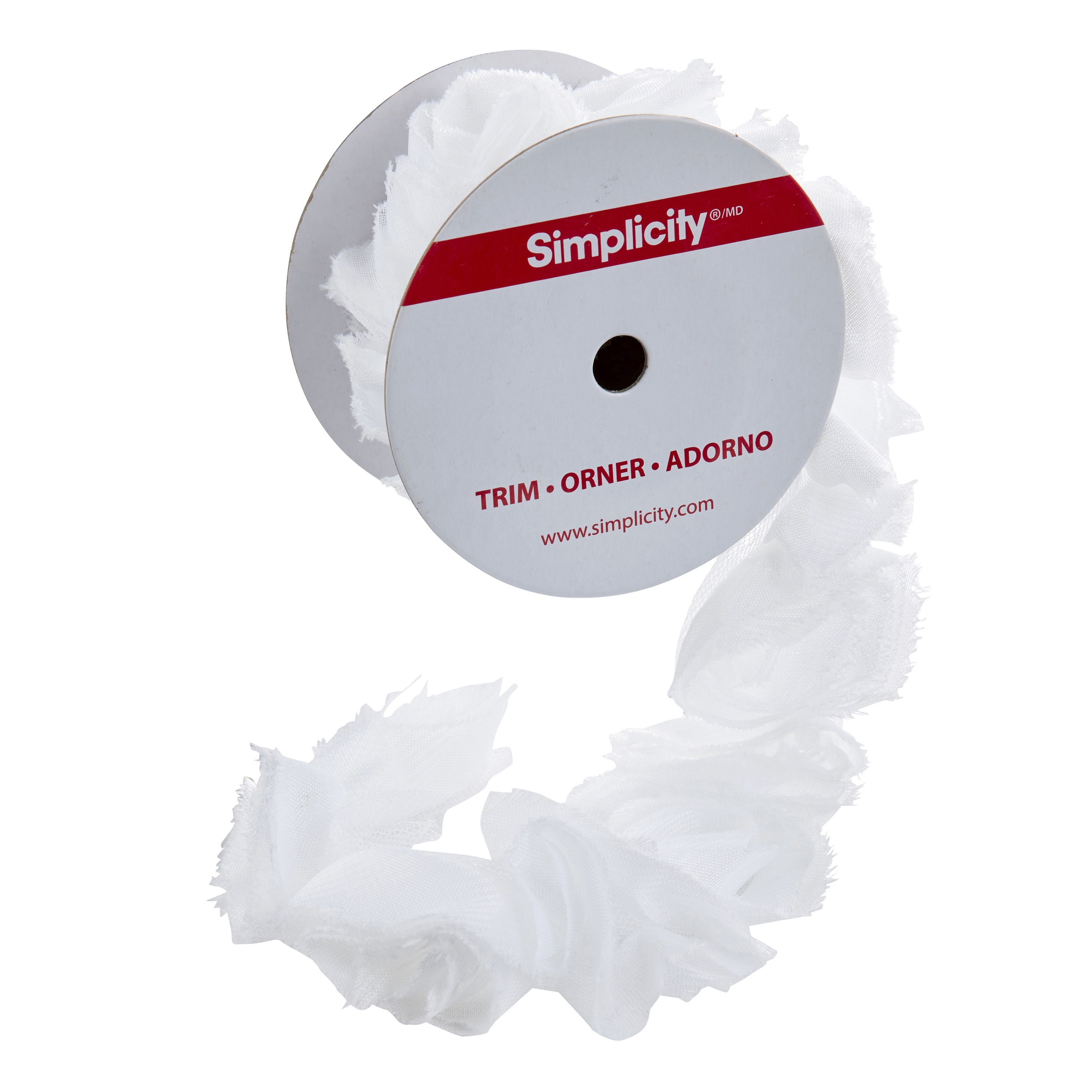 Simplicity Ribbon Rose Trim for Apparel and Crafts (White, 2 in x 1 yd) qf16v