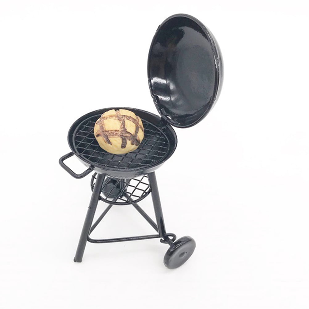 GOOHOCHY Miniature Iron BBQ Grill Decorative Dollhouse Accessory (Black, 1 Pack) eijyg