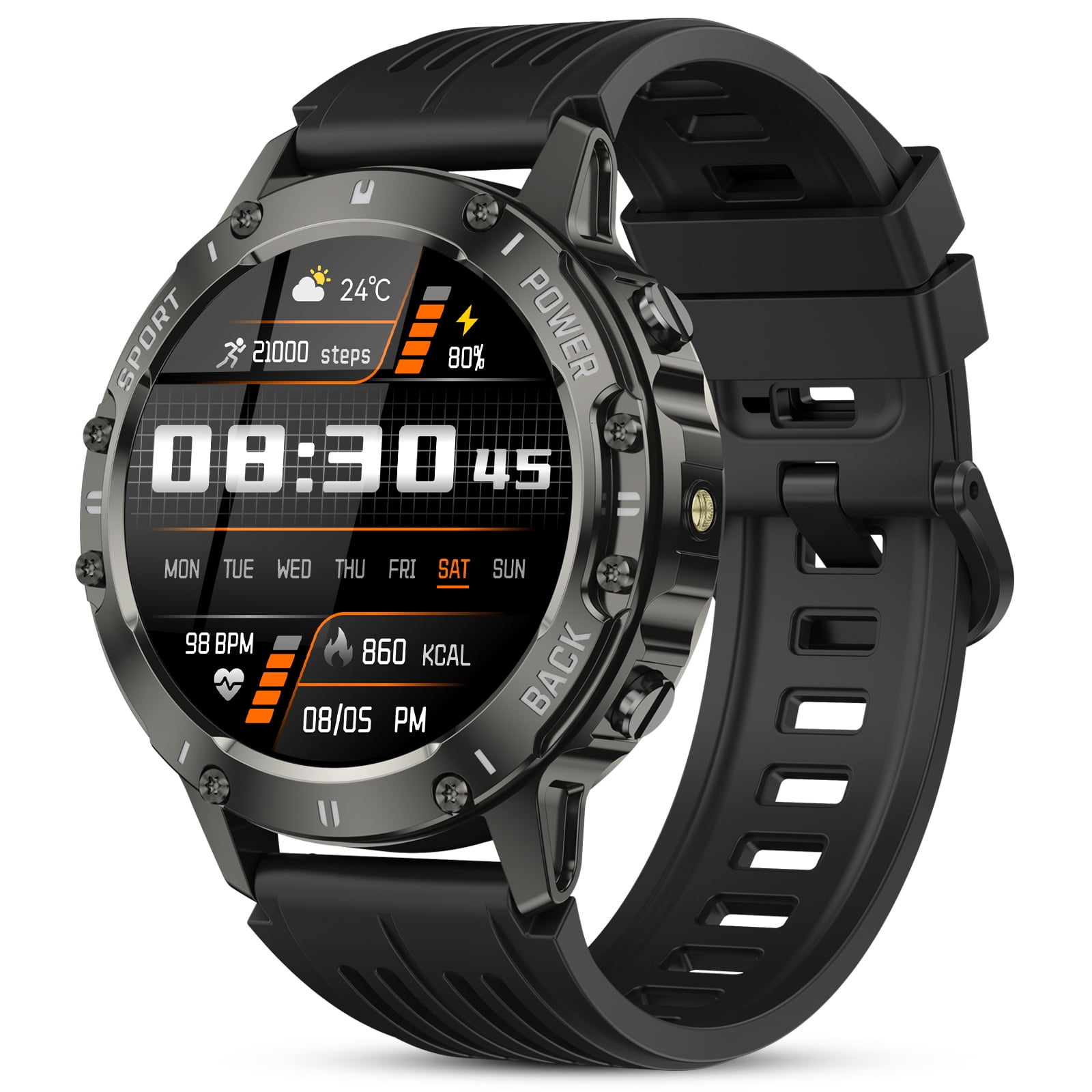 Tikland Smart Watch for Men, Bluetooth Call Fitness Tracker with 1.39 in AMOLED HD Screen, Rugged Sports Smartwatch (Black, 1.39 in) gdem6