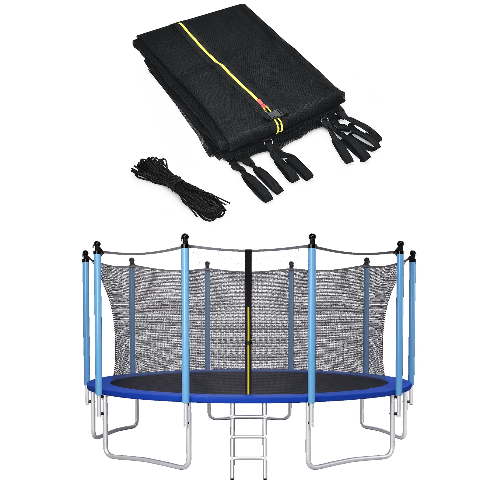 Costway 15ft Trampoline Replacement Safety Enclosure Net (Black, 6ft Height) ebsa7