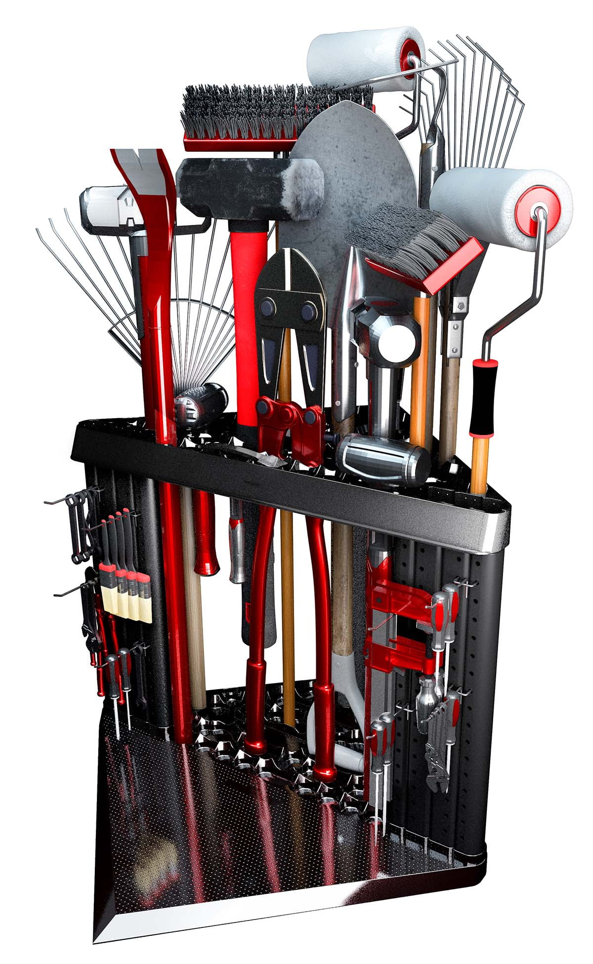 PeerBasics Garage Tool Organizer Rack with 40-Tool Storage Capacity (Black, 21 in x 21 in x 21.25 in) 4rasl