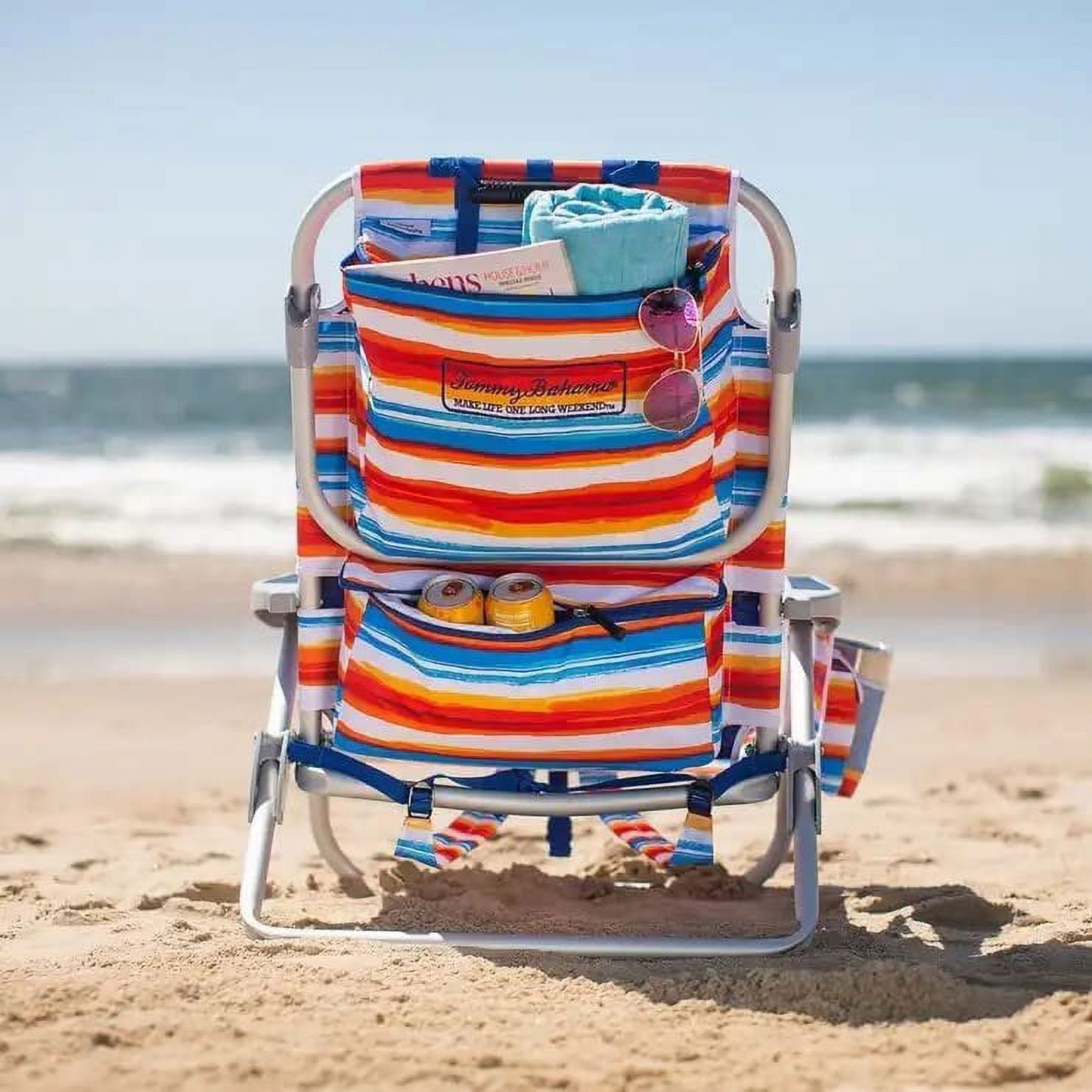 Tommy Bahama Backpack Beach Chair (Tropical Sunset, 300 lb Capacity) c9rjh