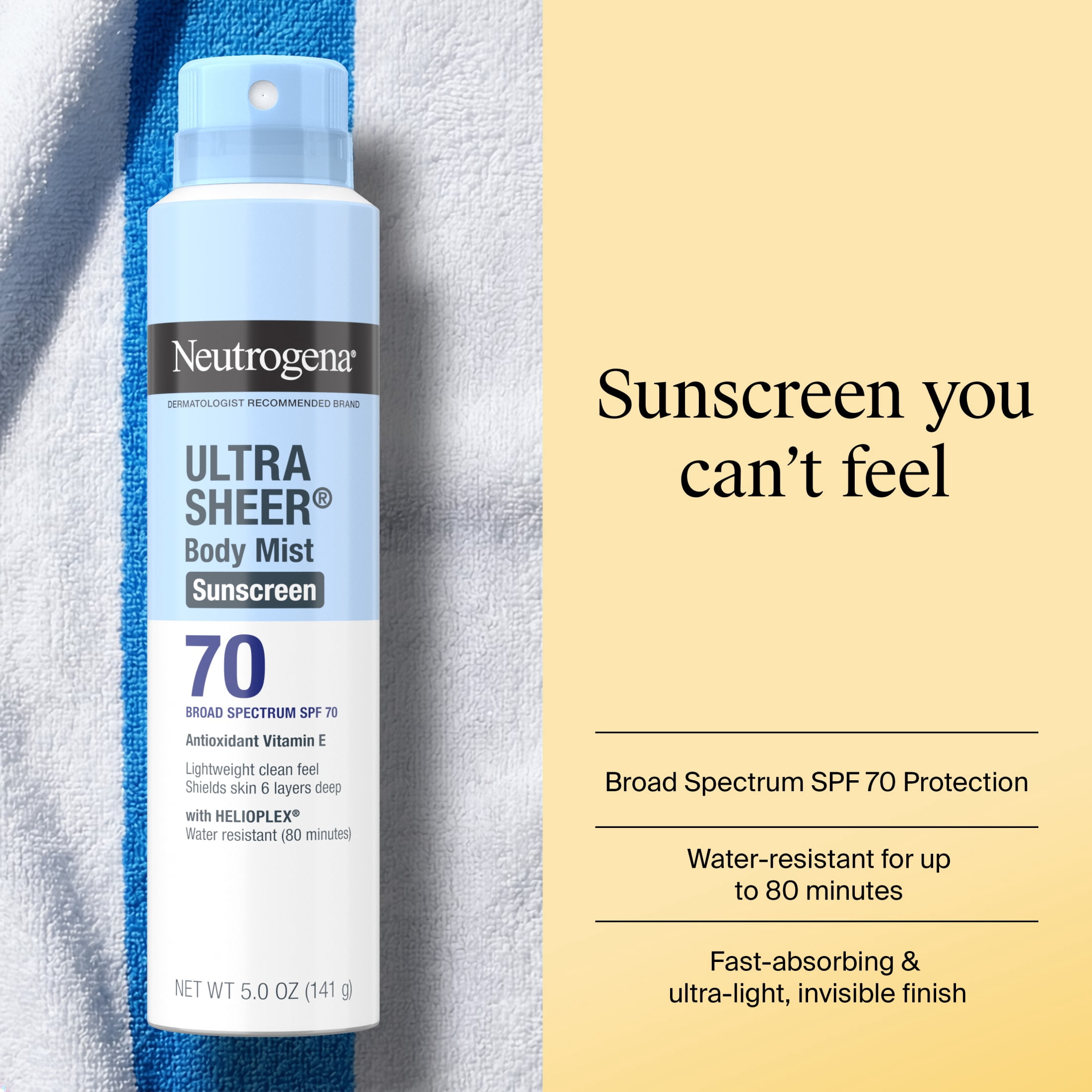 Neutrogena Ultra Sheer Dry-Touch Sunscreen Spray Broad Spectrum SPF 70 (5 oz) 0c2fn