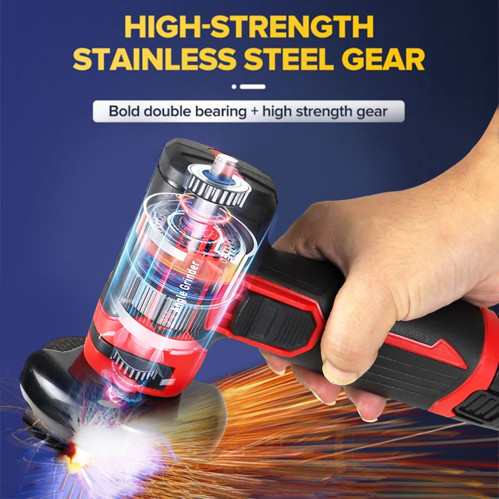 NEWONE Cordless Angle Grinder Kit, 3 in Mini Power Tool for Cutting and Grinding, 12V High-Speed Motor with 2 Batteries and 5 Discs z0ufo