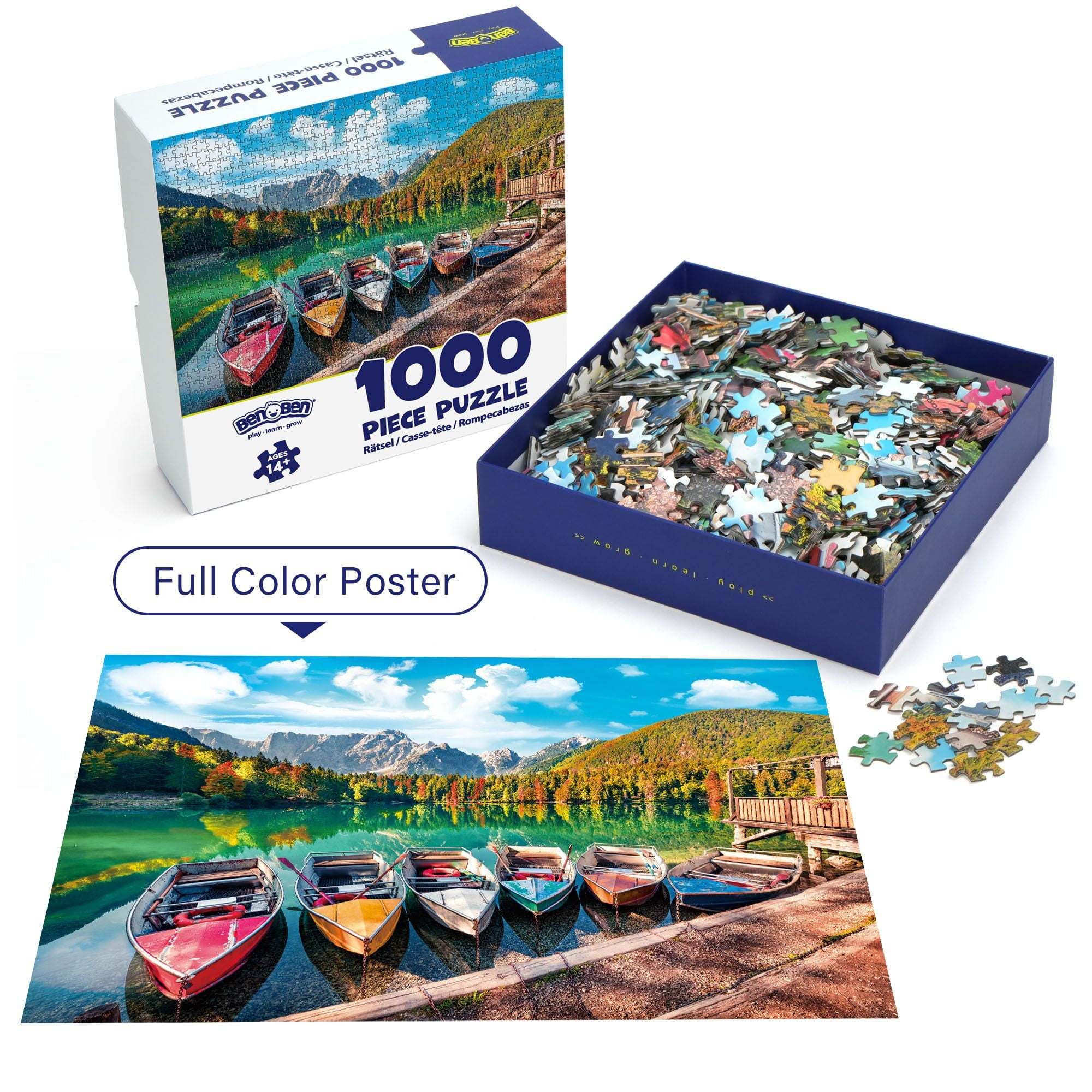 BenBen Jigsaw Puzzle for Adults, Natural Lake Landscape, Premium Thick Cardboard (1000 Pieces, 27.5 x 19.7 in) u9t13