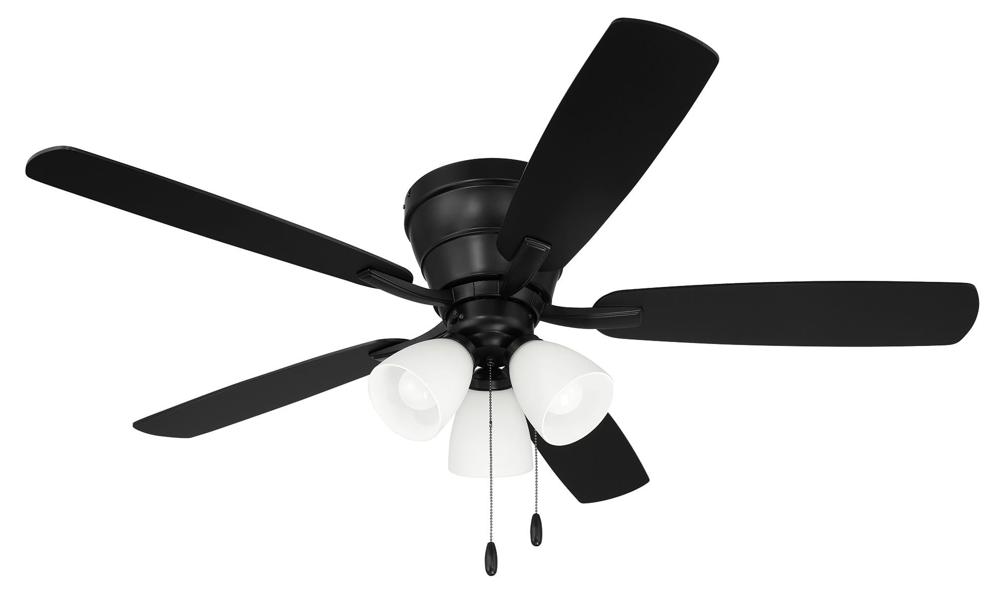Craftmade Wheeler 5-Blade Flush Mount Ceiling Fan with Integrated Light (Flat Black, 52 in) xr8mh