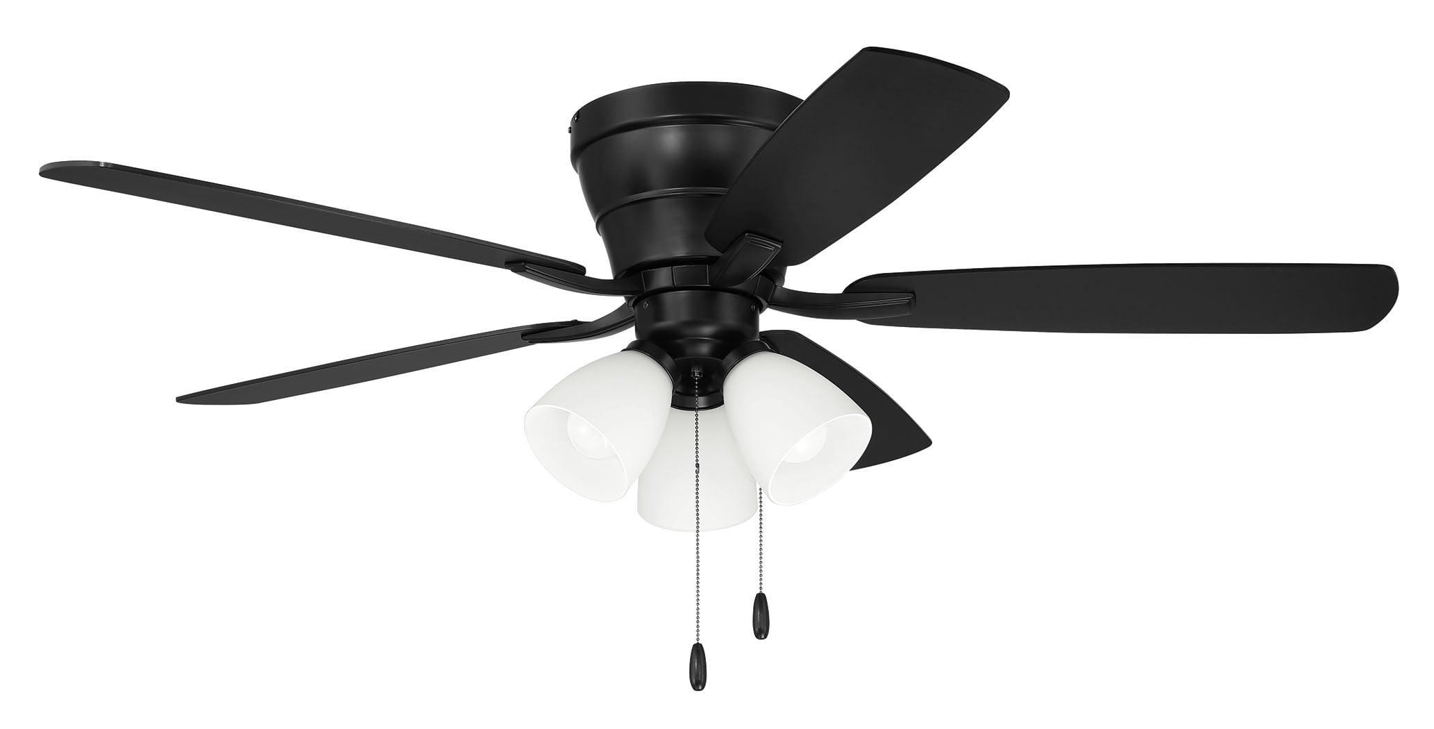 Craftmade Wheeler 5-Blade Flush Mount Ceiling Fan with Integrated Light (Flat Black, 52 in) xr8mh